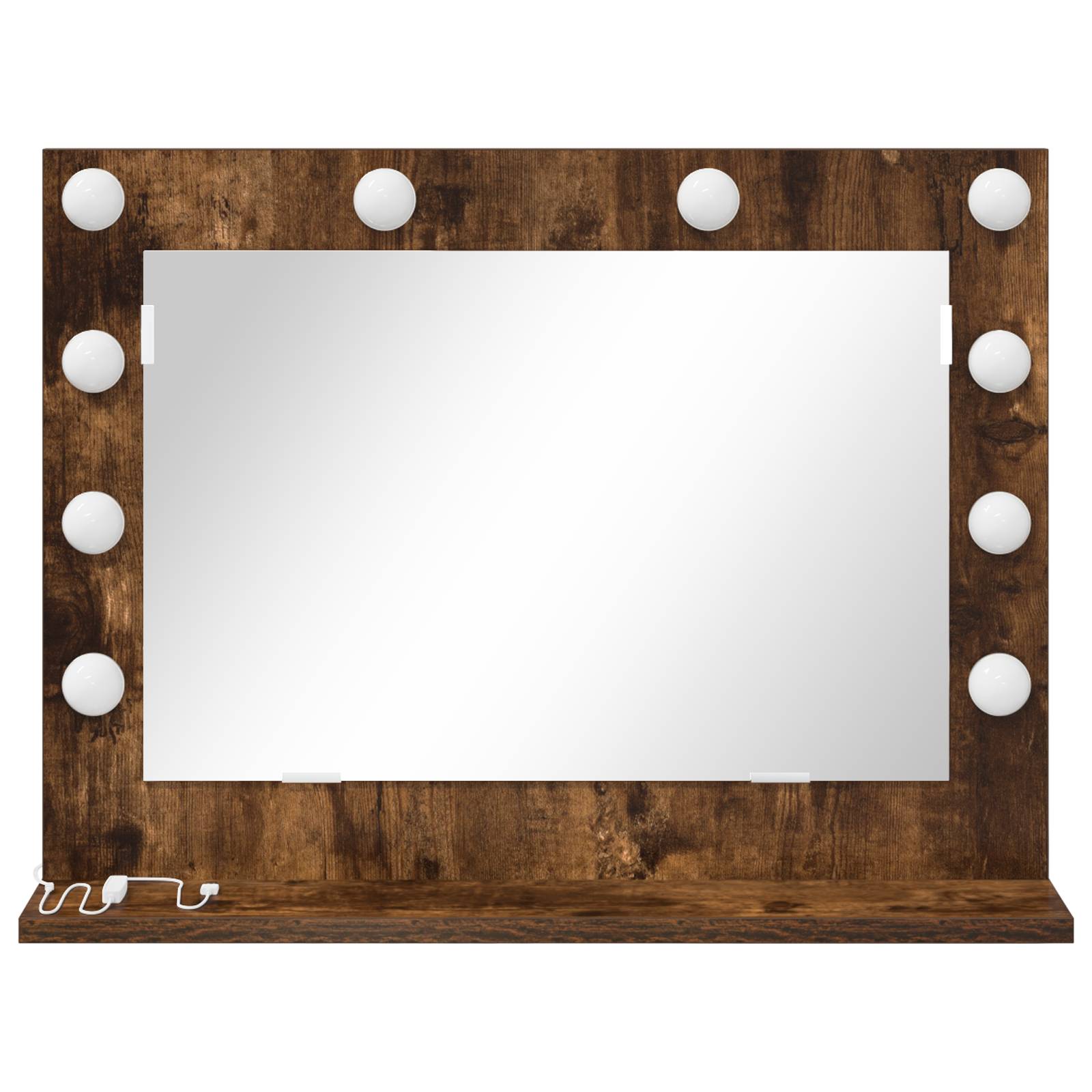 vidaXL Waschtisch Spiegel Geräucherte Eiche Holz, Glas 60 x 45 x 18 cm