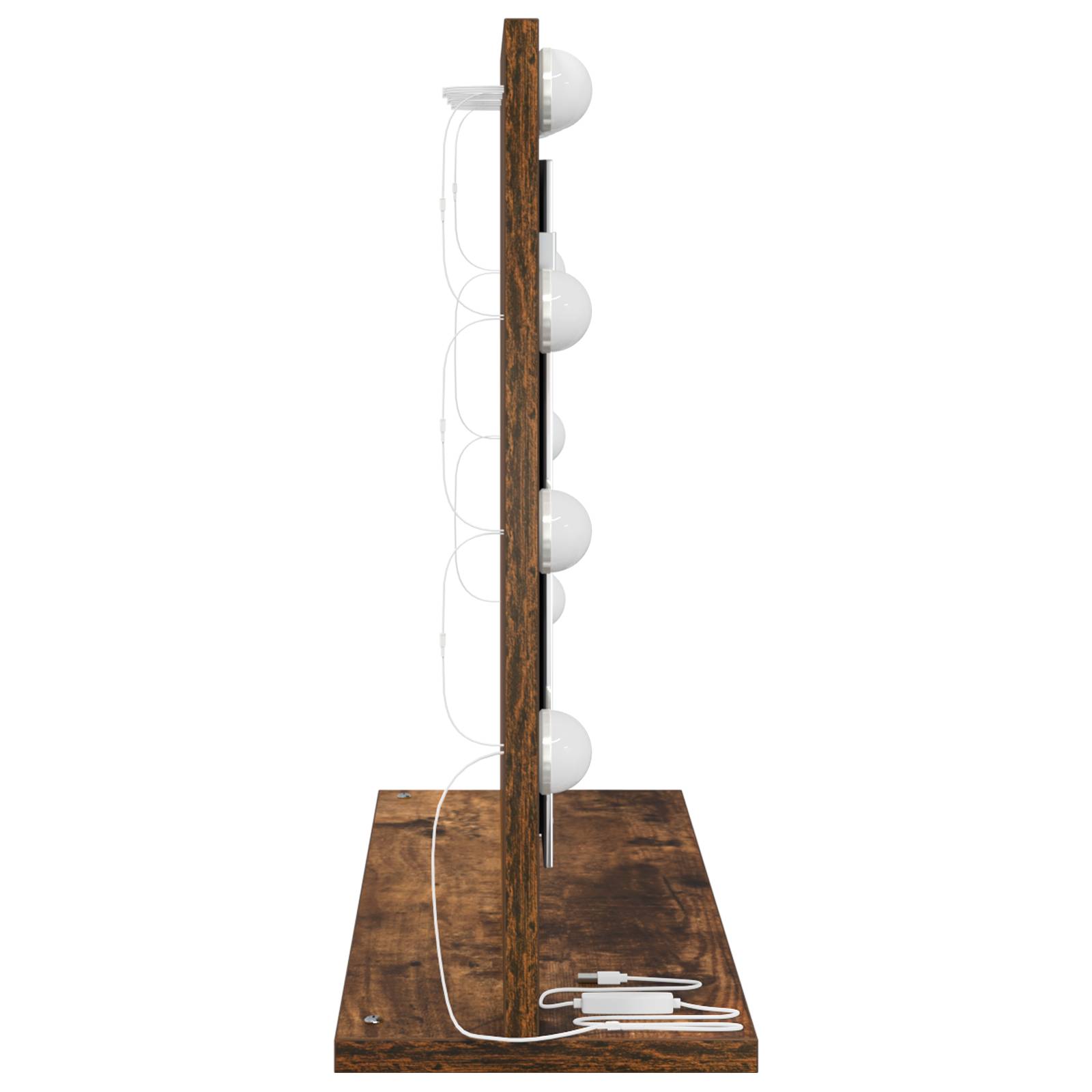 vidaXL Waschtisch Spiegel Geräucherte Eiche Holz, Glas 60 x 45 x 18 cm
