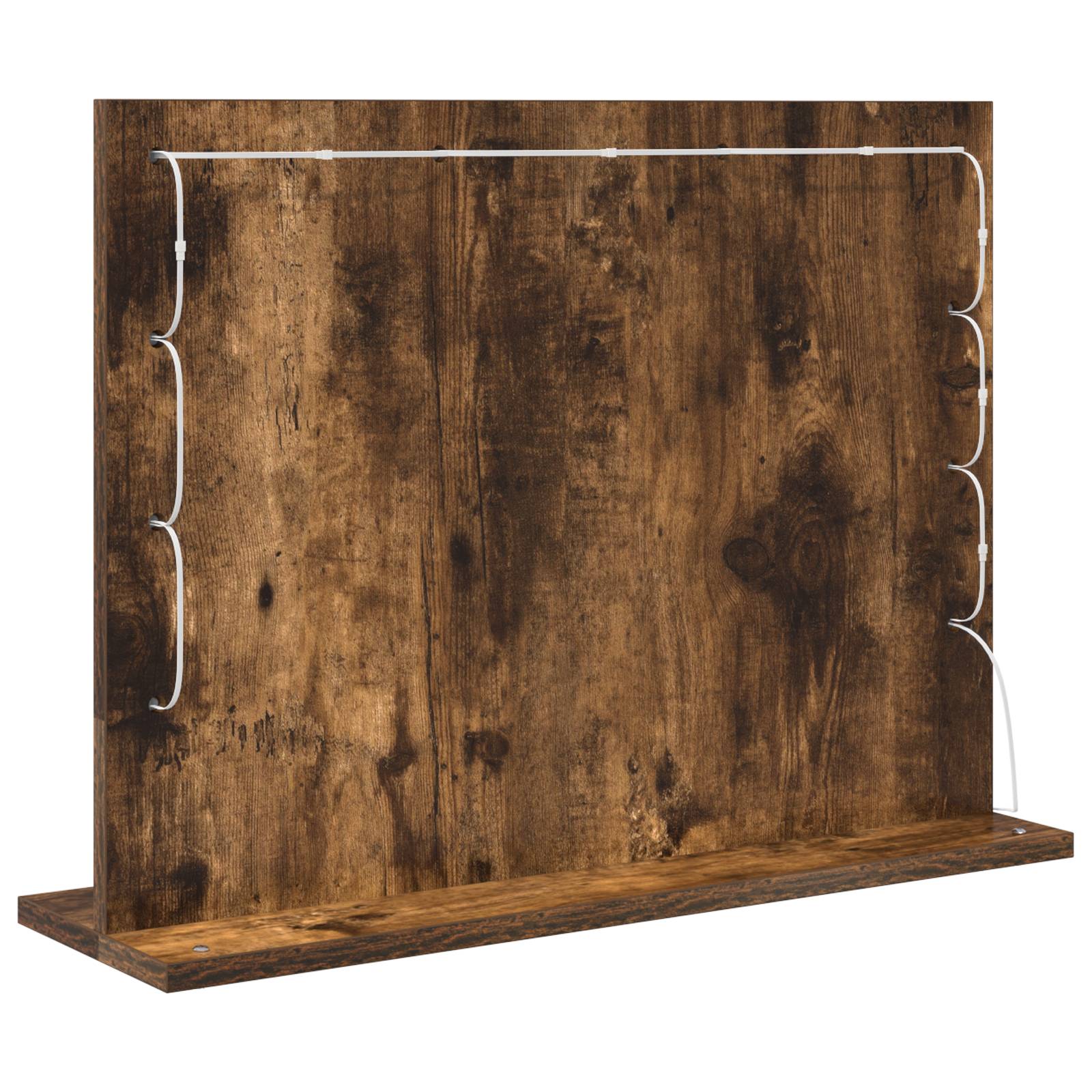 vidaXL Waschtisch Spiegel Geräucherte Eiche Holz, Glas 60 x 45 x 18 cm