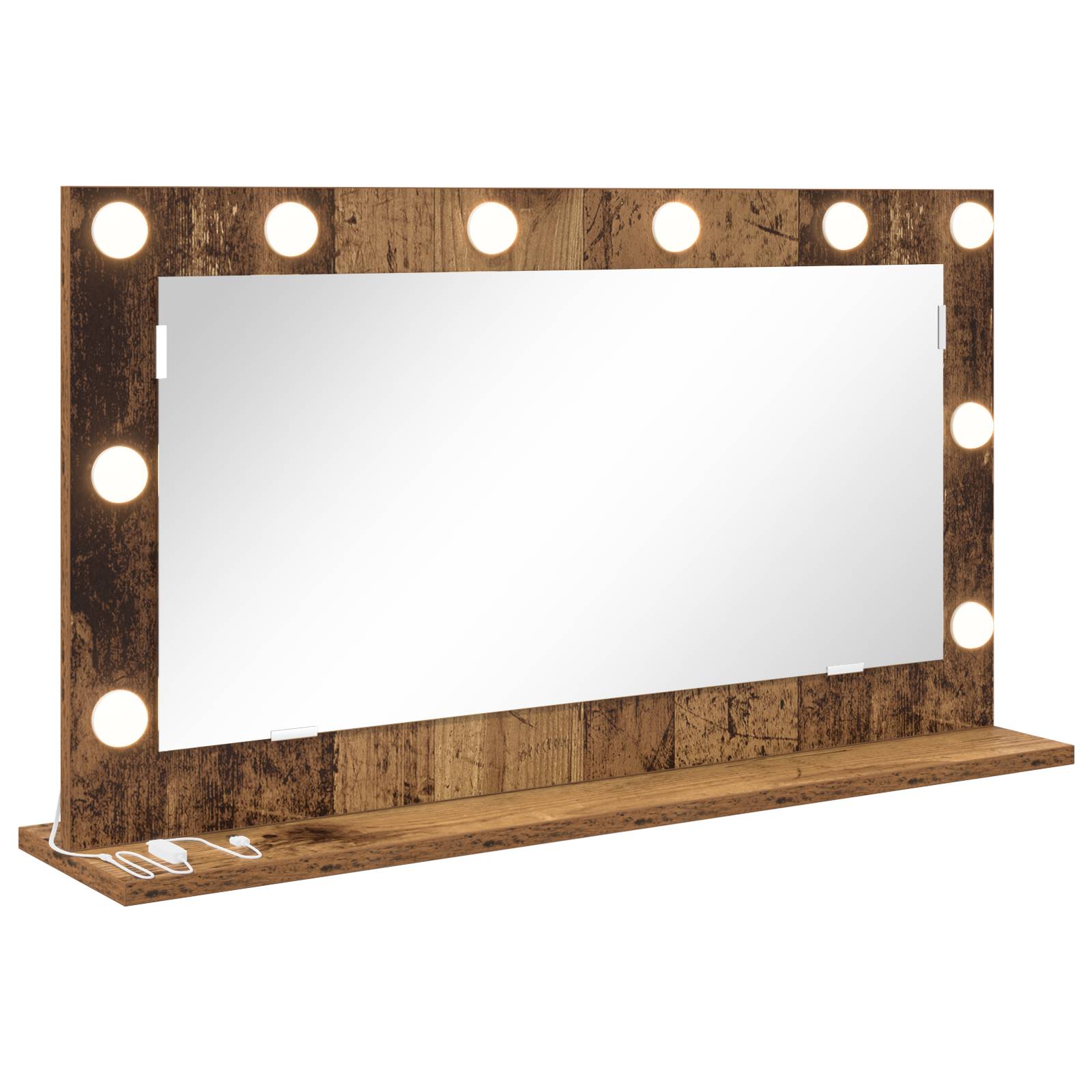 vidaXL Schminkspiegel Alter Holz-Look Holz, Glas 80 x 45 x 18 cm Spiegel