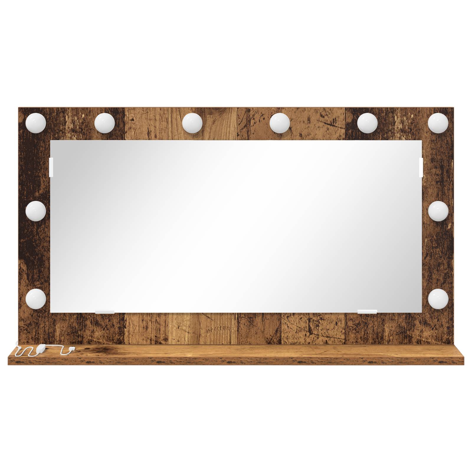 vidaXL Schminkspiegel Alter Holz-Look Holz, Glas 80 x 45 x 18 cm Spiegel