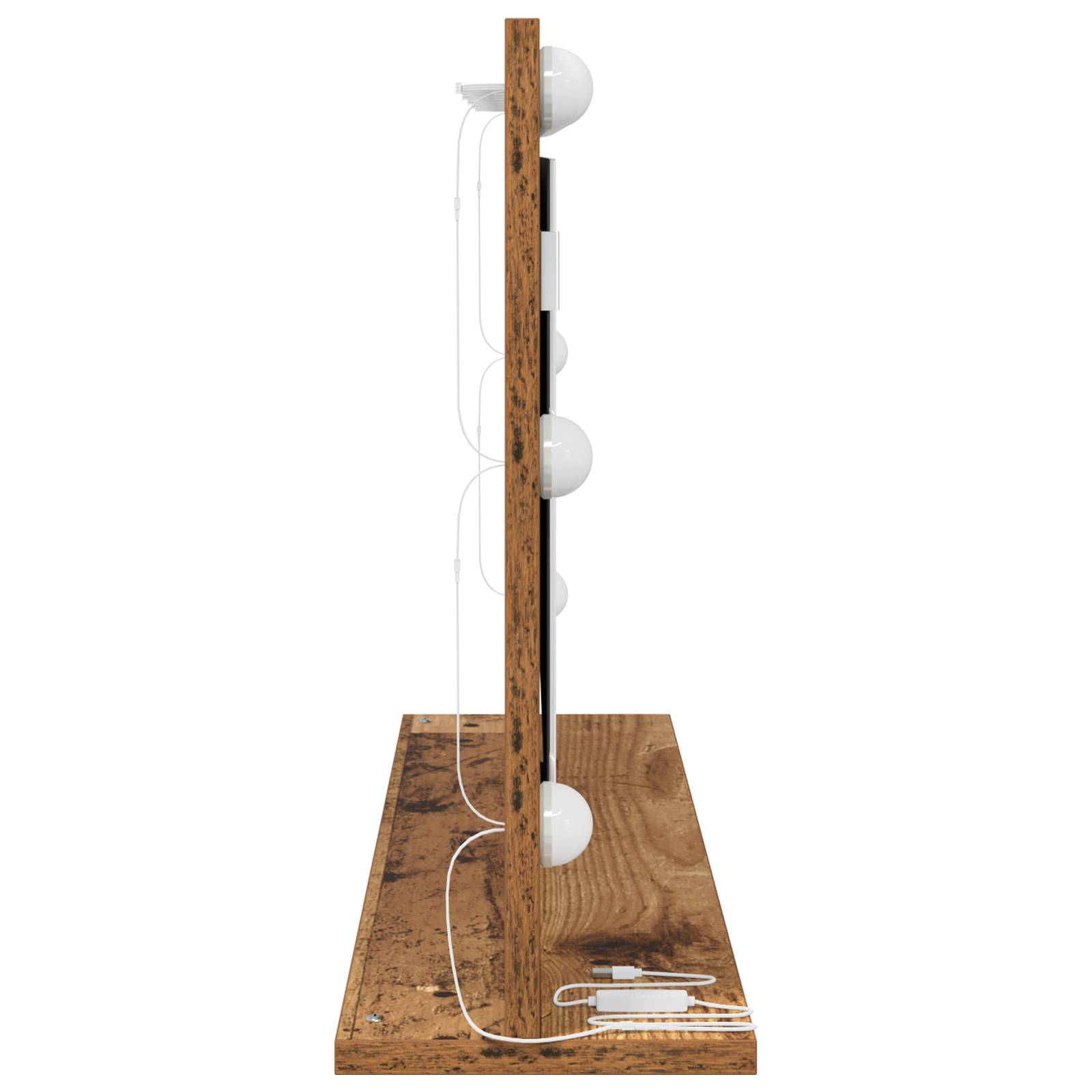 vidaXL Schminkspiegel Alter Holz-Look Holz, Glas 80 x 45 x 18 cm Spiegel