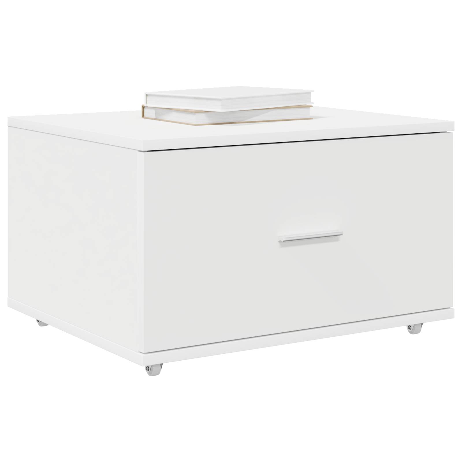 vidaXL Schubladenschrank mit Rädern Weiß 55x45x33,5 cm aus Holz