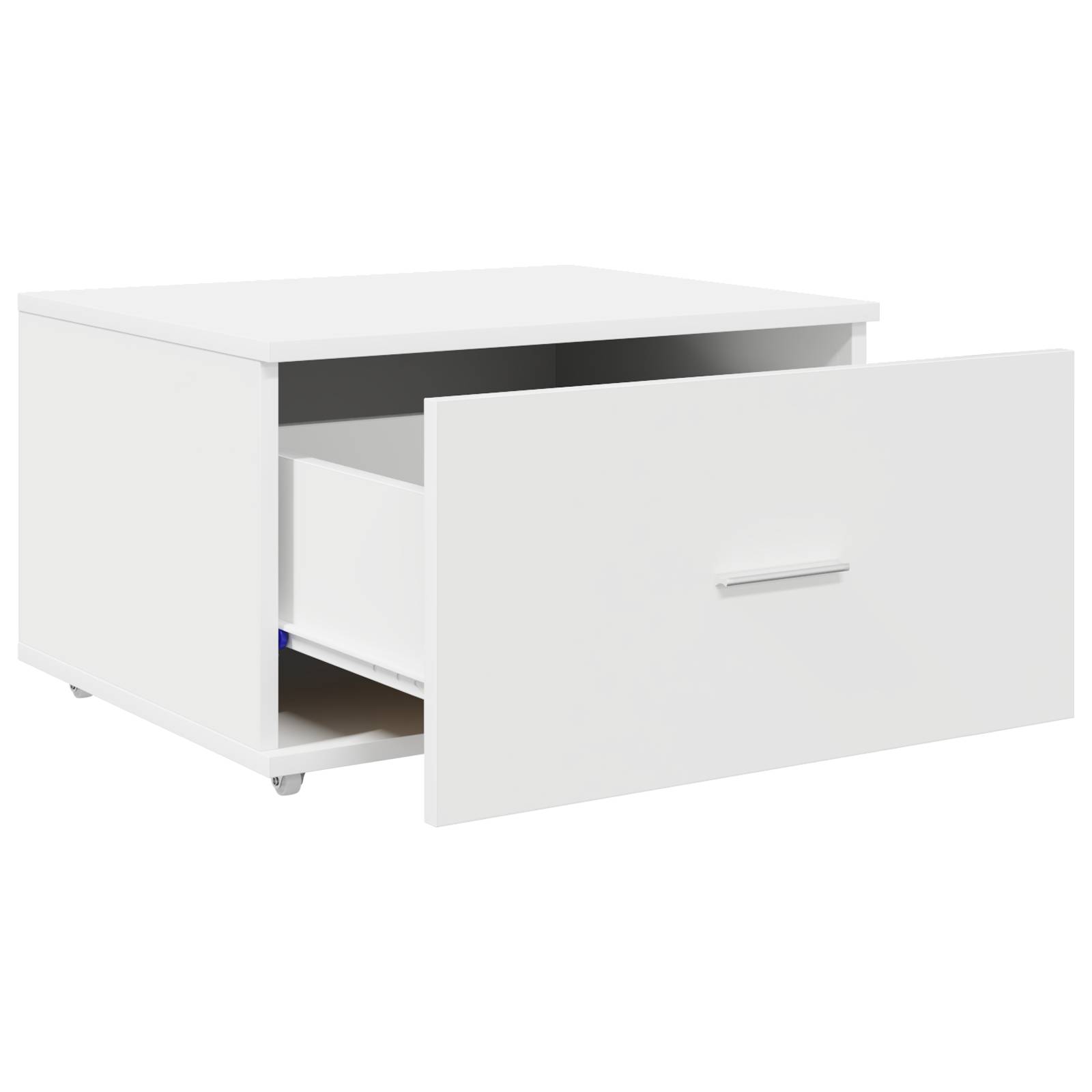 vidaXL Schubladenschrank mit Rädern Weiß 55x45x33,5 cm aus Holz