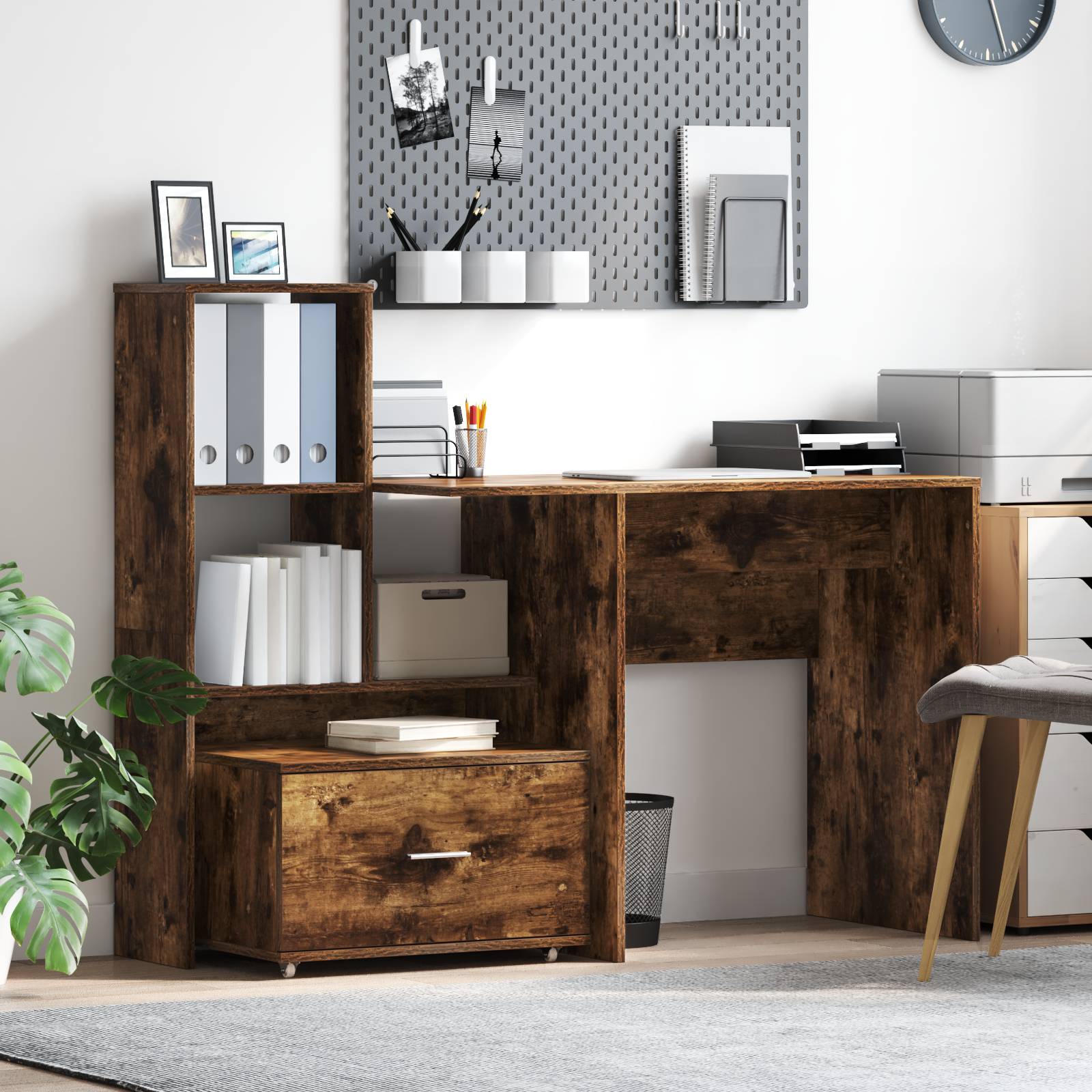 vidaXL Schubladenschrank Geräucherte Eiche MDF mit Furnier