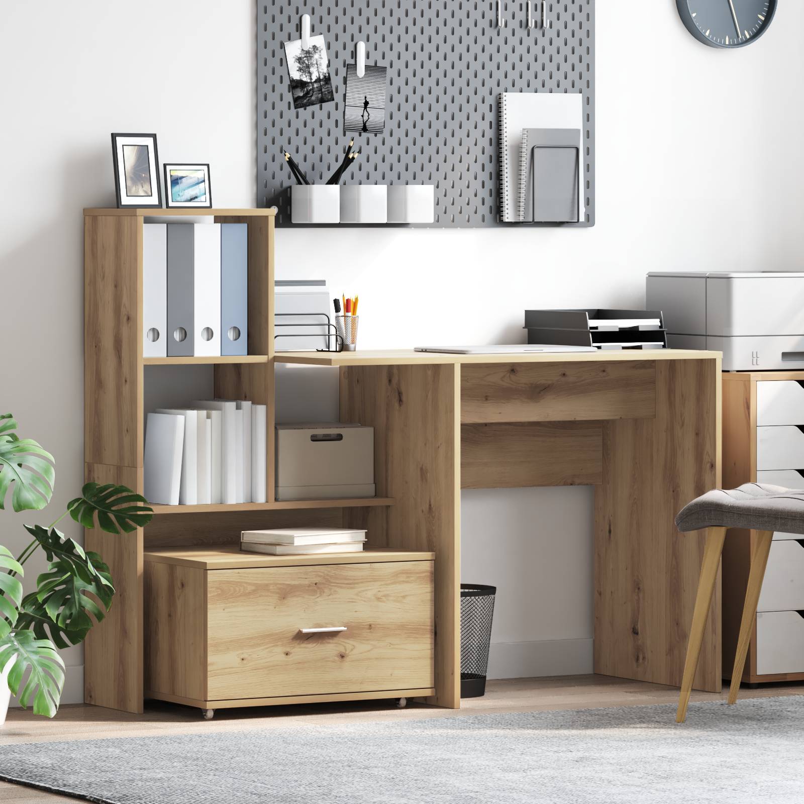 vidaXL Schubladen-Schrank Artisan Eiche Spanplatte, Laminat Mittel