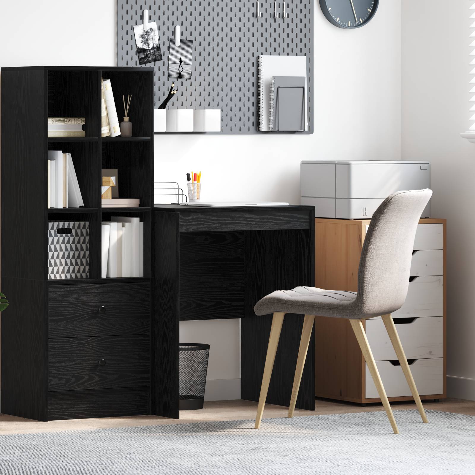 vidaXL Schreibtisch Eichenholz-Schwarz Spanplatte 60 x 50 x 76 cm