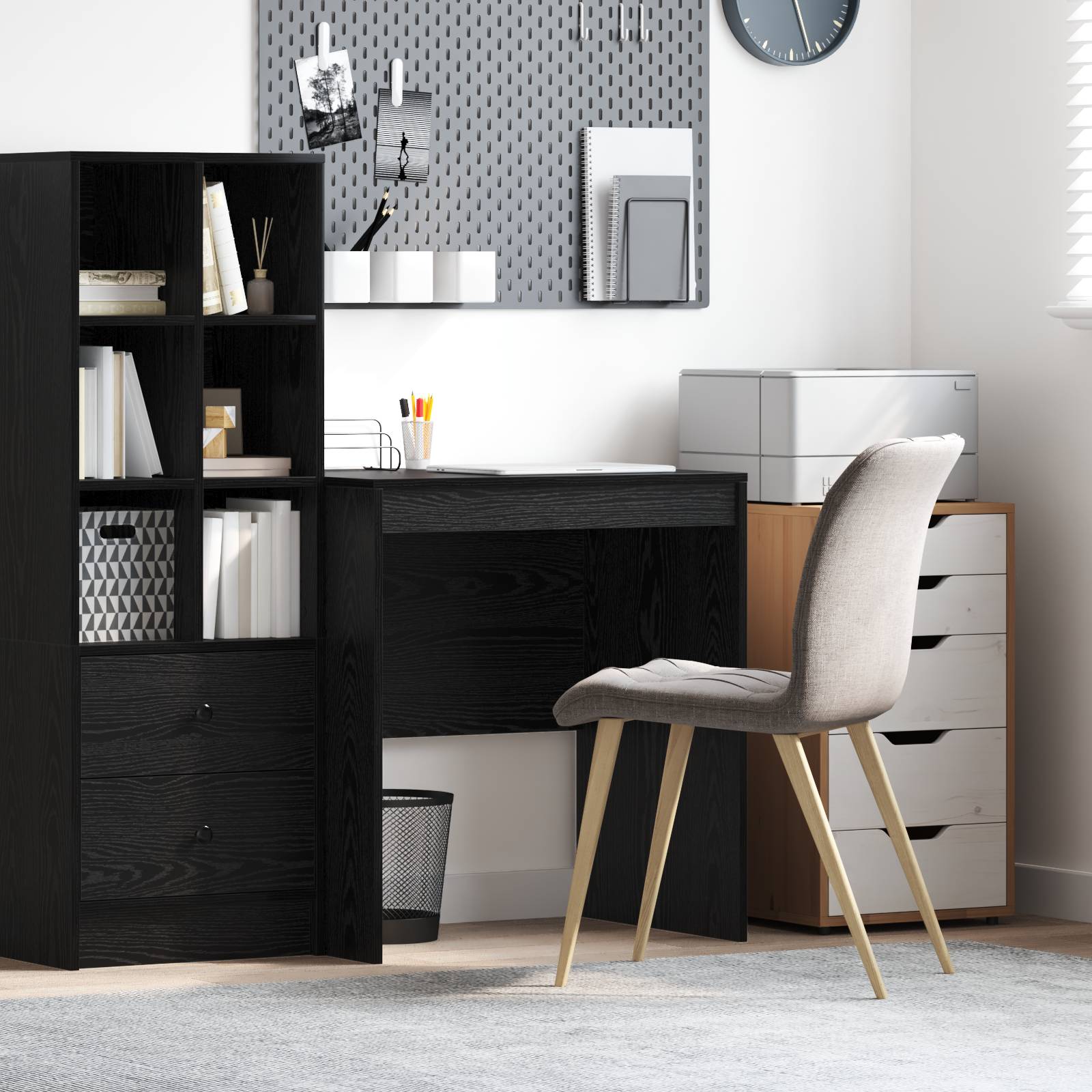 vidaXL Schreibtisch Schwarzes Eichenholz Holzwerkstoff 70 x 50 x 76 cm