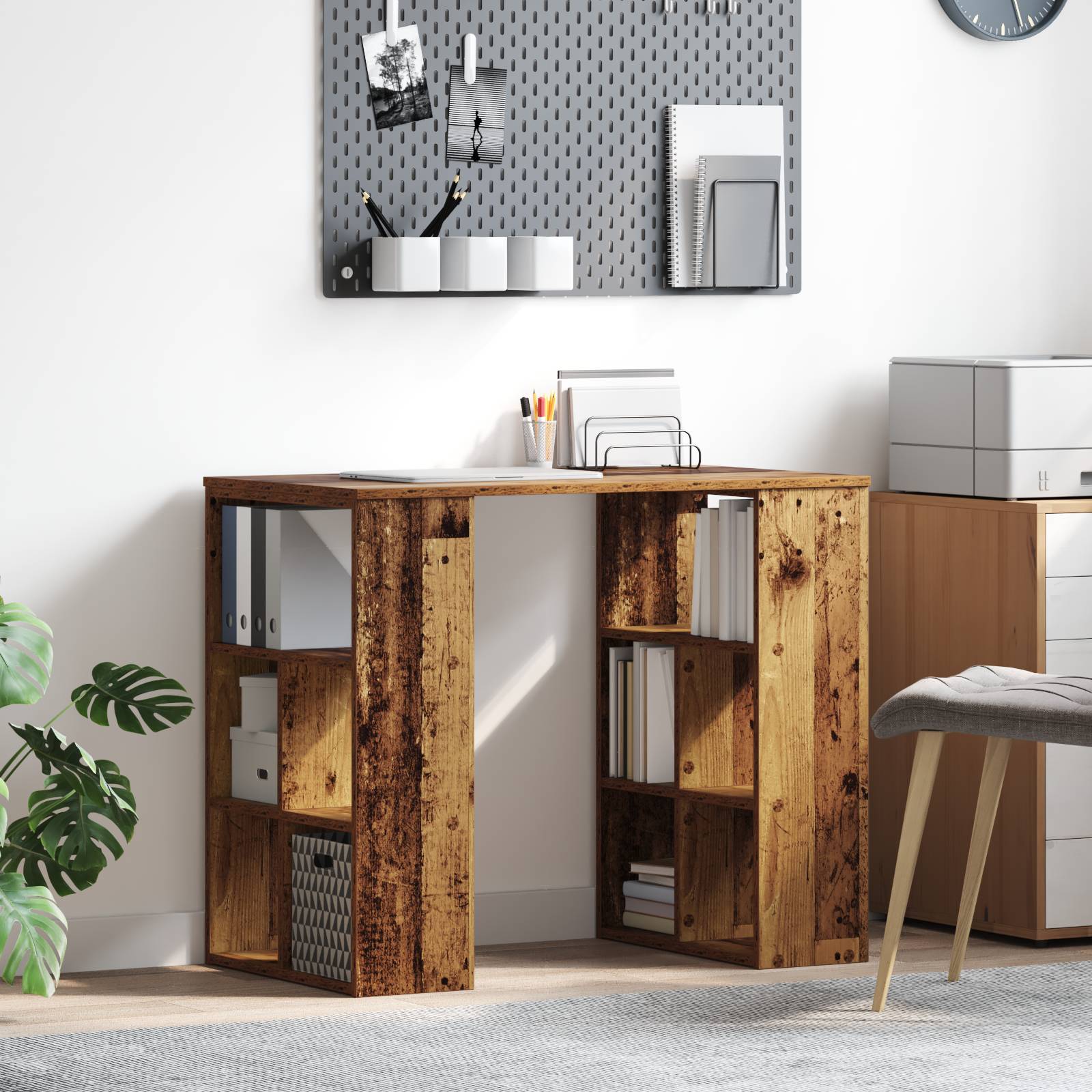 vidaXL Eckschreibtisch Old Wood Massivholz Altholz Mittel