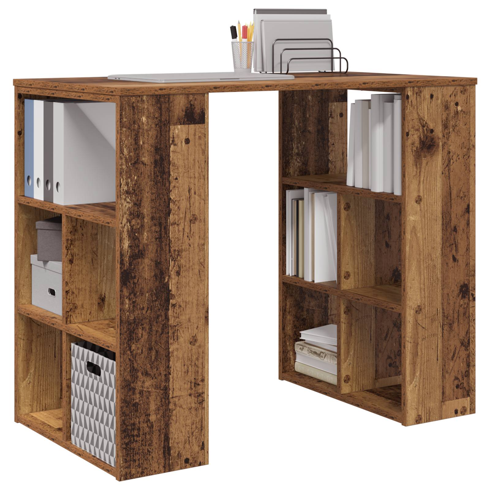 vidaXL Eckschreibtisch Old Wood Massivholz Altholz Mittel