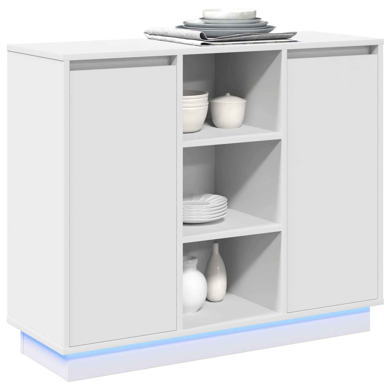 vidaXL Sideboard mit LED Weiß 90x32x75 cm aus Holzwerkstoff