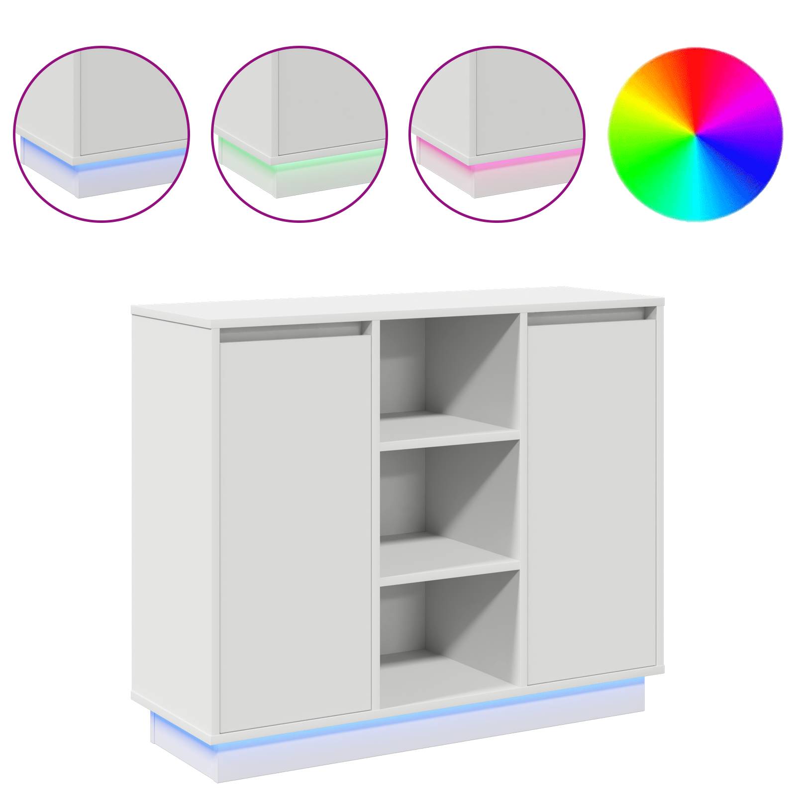 vidaXL Sideboard mit LED Weiß 90x32x75 cm aus Holzwerkstoff