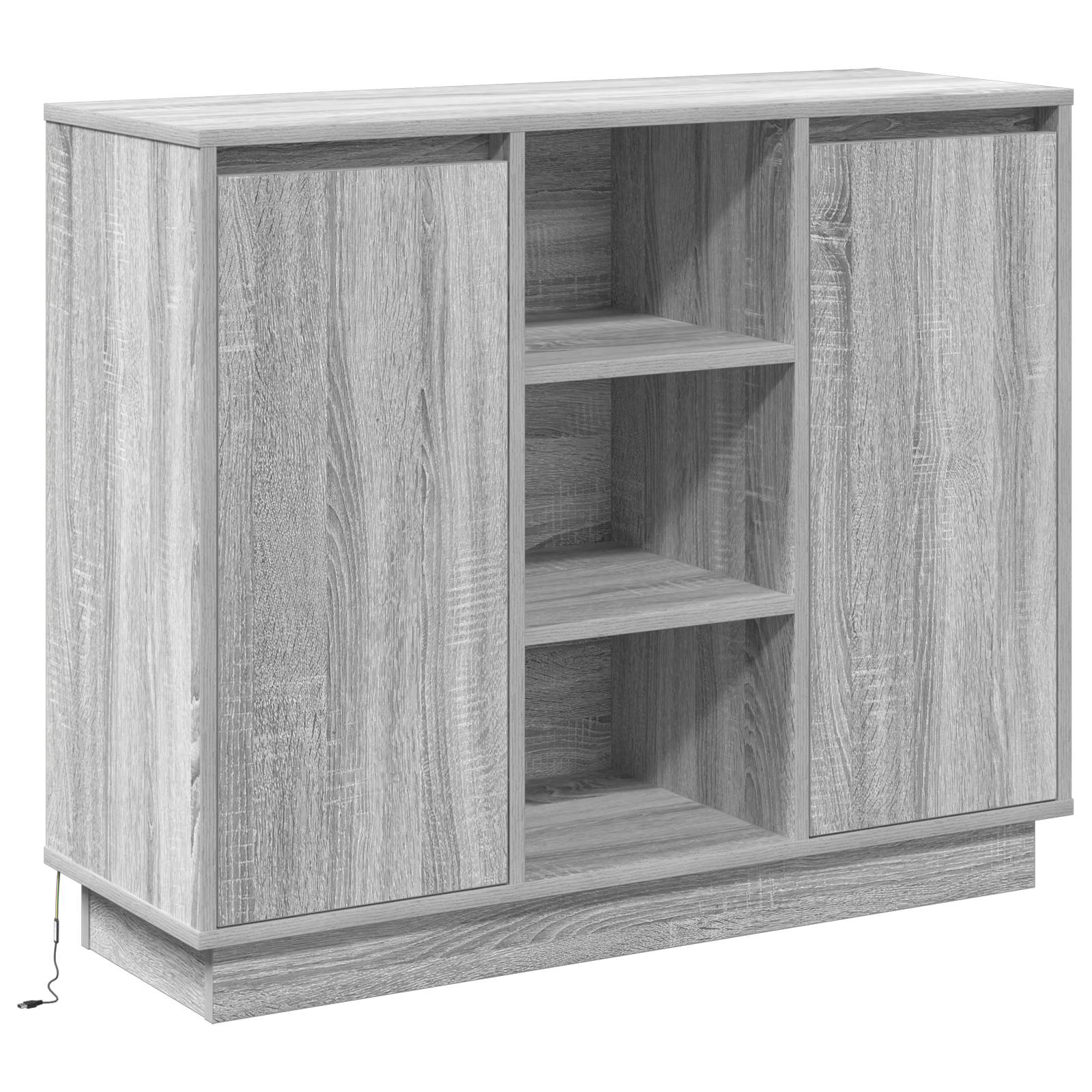 vidaXL Sideboard mit LED Grau Sonoma 90x32x75 cm Holzwerkstoff