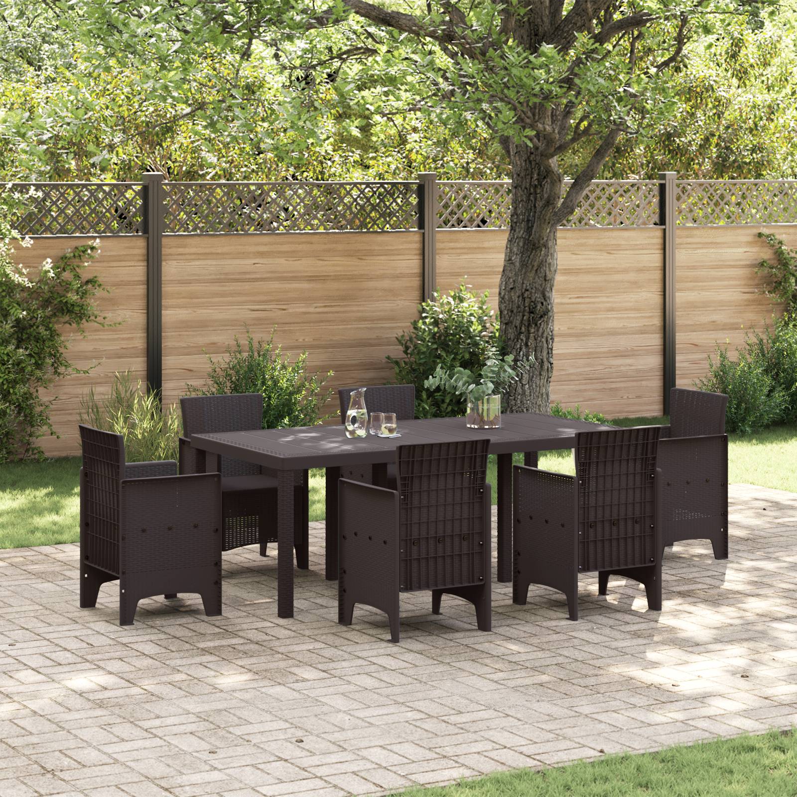vidaXL Gartentisch Braun 200x100x73 cm Poly Rattan