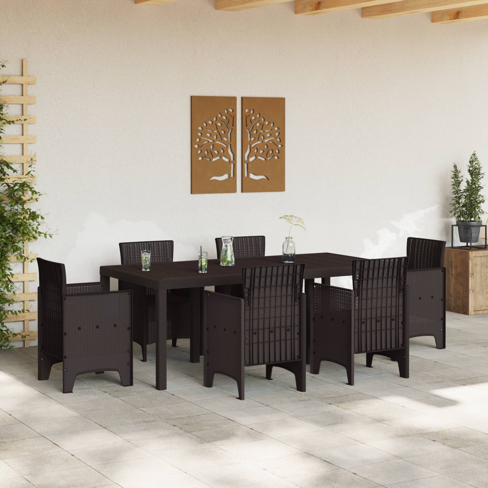 vidaXL Gartentisch Braun 200x100x73 cm Poly Rattan