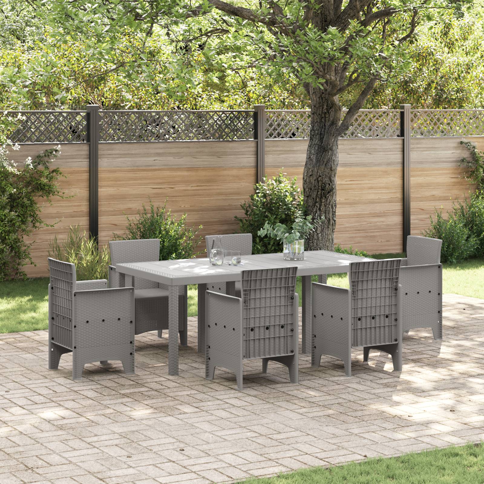 vidaXL Gartentisch Hellgrau 200x100x73 cm Poly Rattan