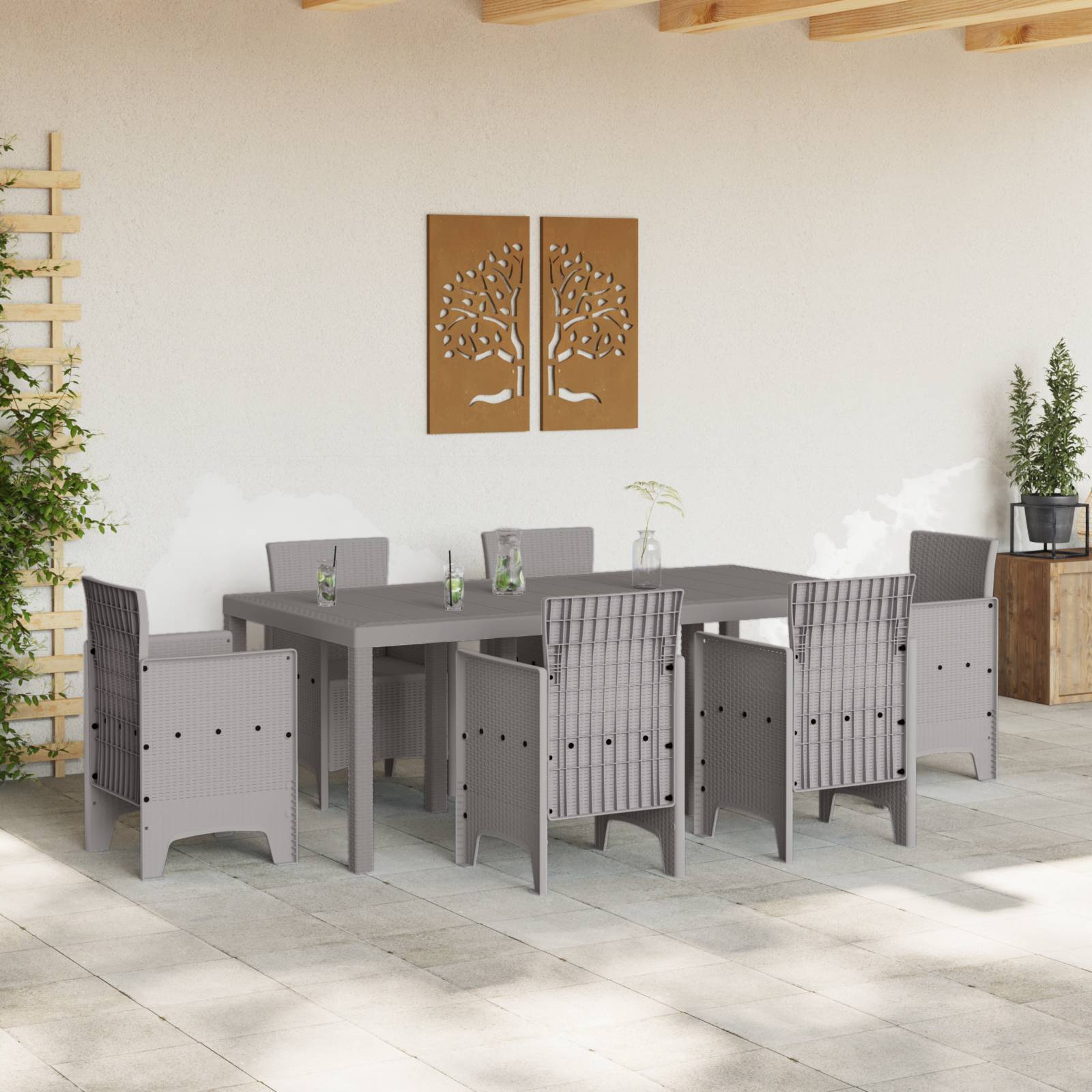 vidaXL Gartentisch Hellgrau 200x100x73 cm Poly Rattan