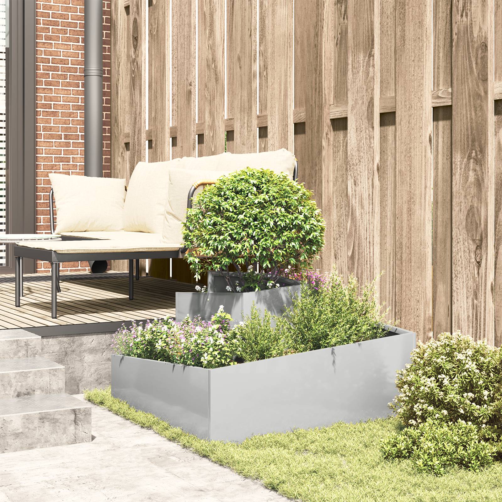 vidaXL Pflanzer 80x80x50 cm Edelstahl
