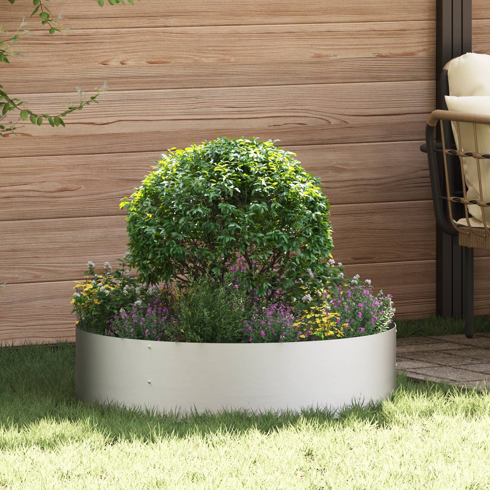 vidaXL Edelstahl Topf Edelstahl Groß Edelstahl Pflanzer Rund Modern