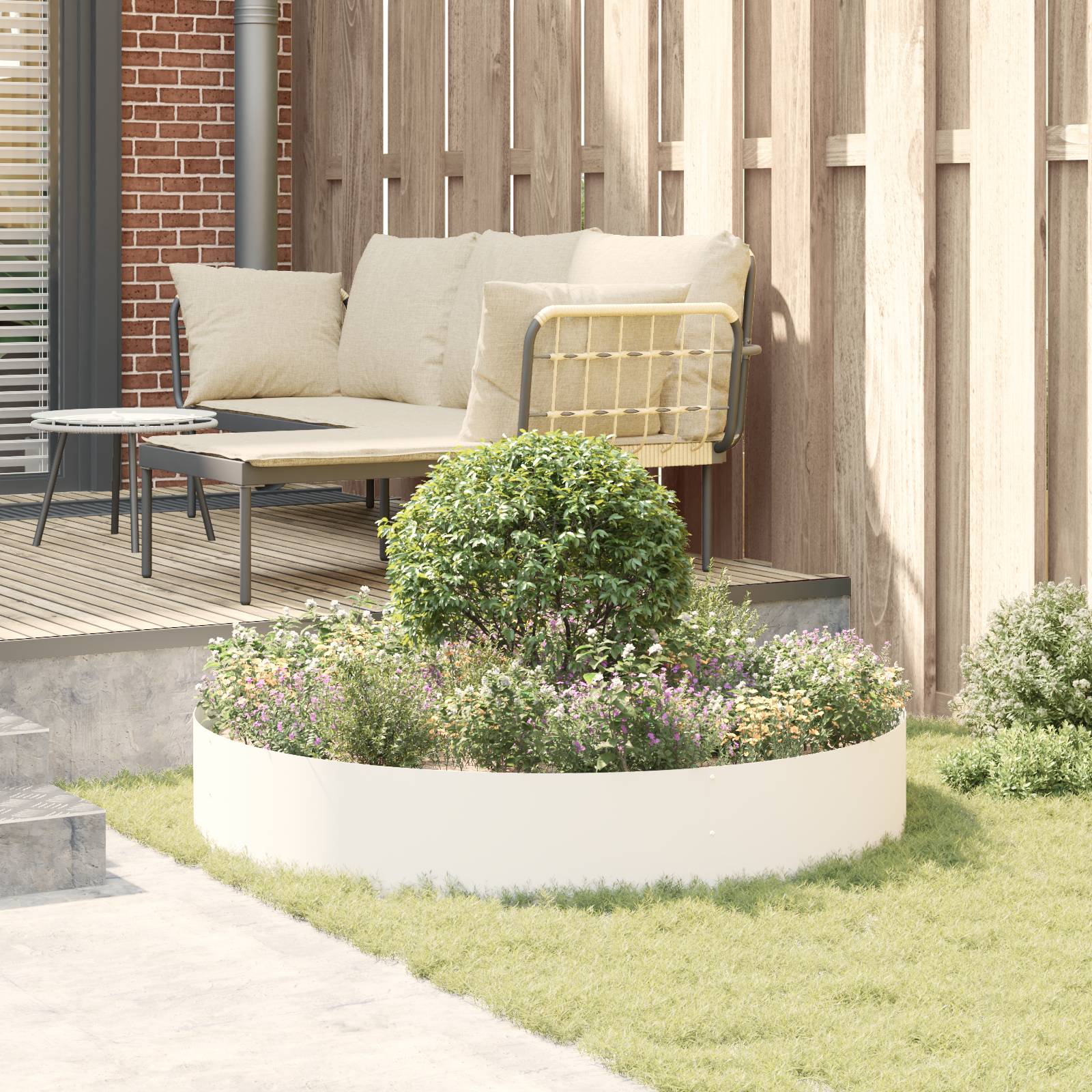 vidaXL Weißer Metalltopf Weiß Metall Groß Dekorative Intarsien