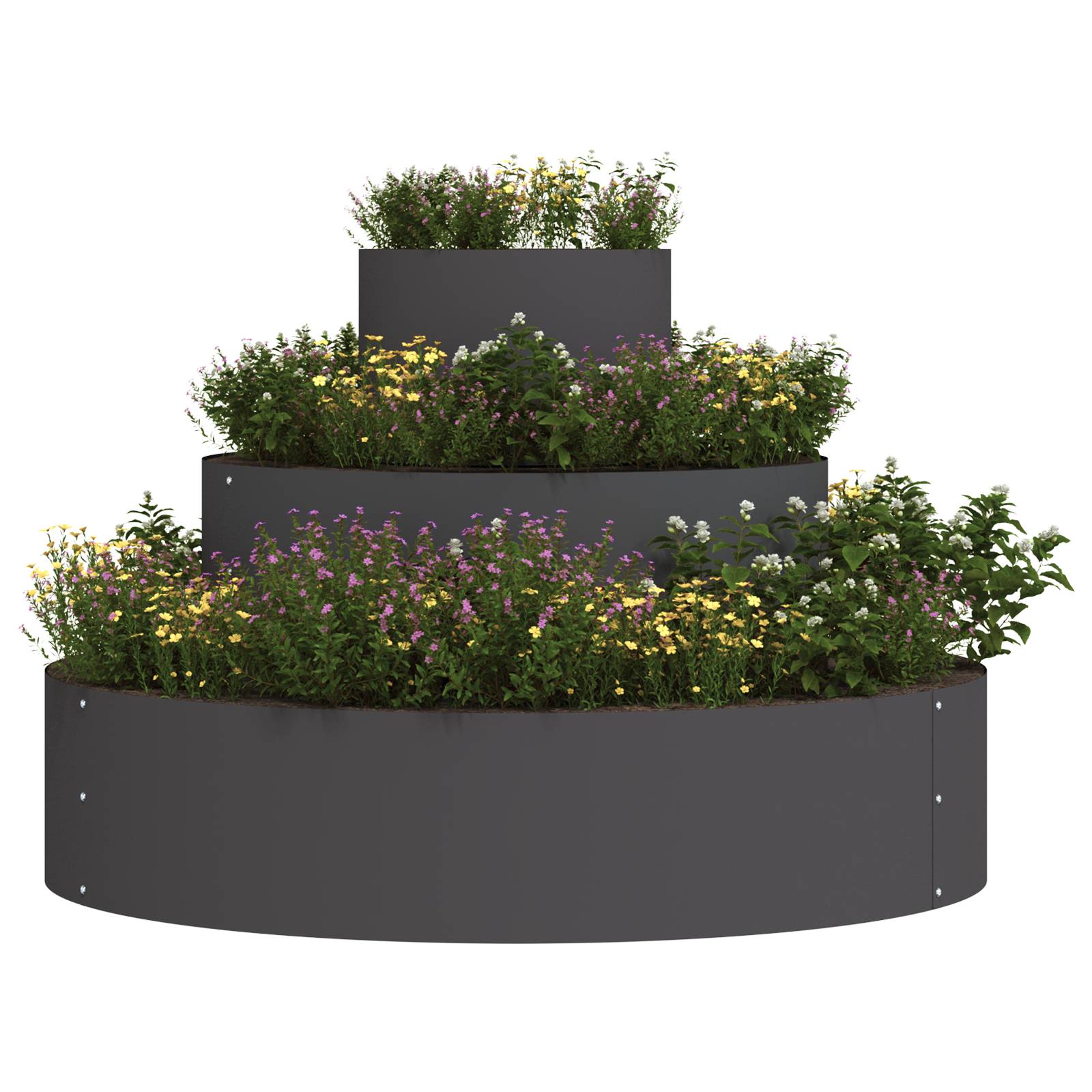 vidaXL Metallpflanzgefäß Stahl/schwarz Stahl Groß Modular