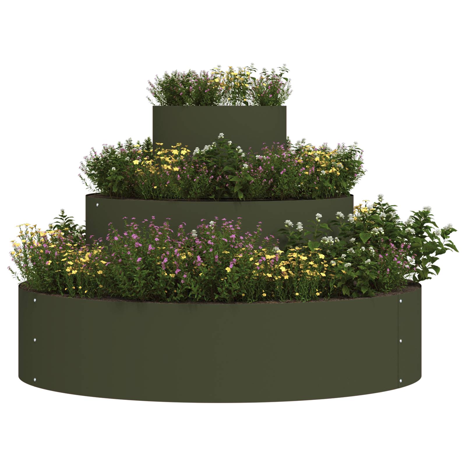 vidaXL Metallpflanzgefäß Stahl/olivgrün Ø 90 cm Modular Rund