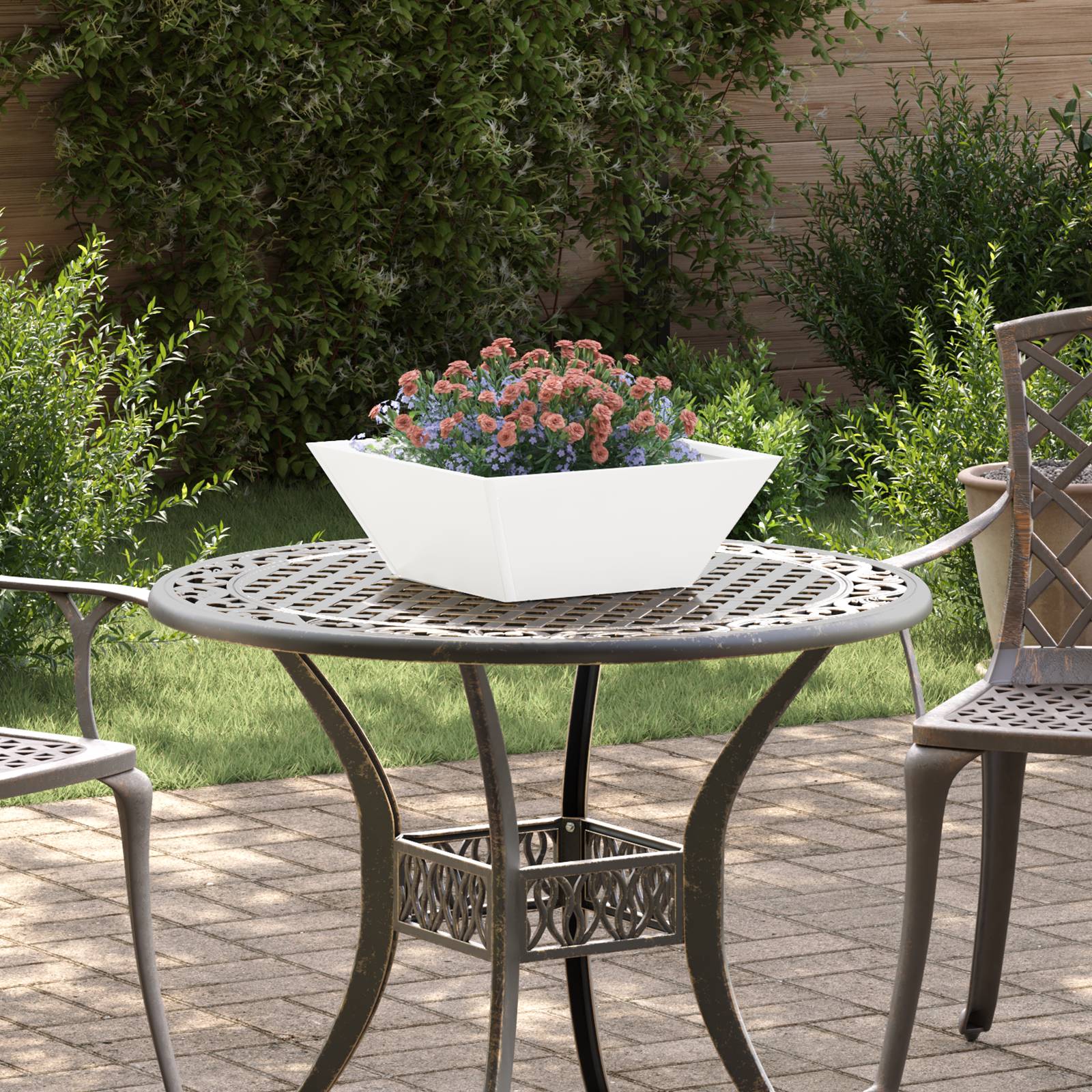 vidaXL Metallpflanzkübel Cooler Weißton Metall 40 x 40 x 15 cm