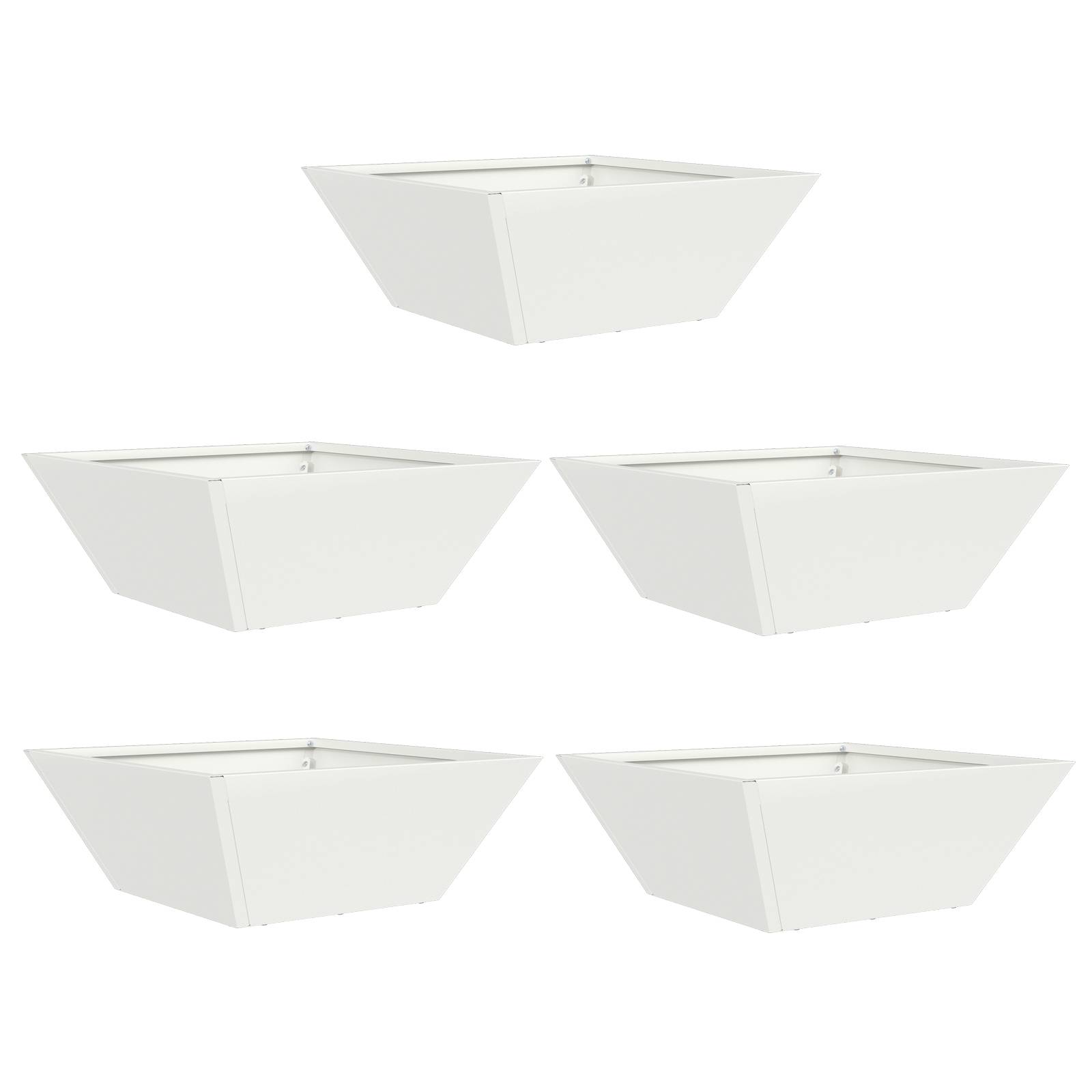 vidaXL Plastikpflanzerset Weiß Kunststoff 40 x 40 x 15 cm Stapelbar