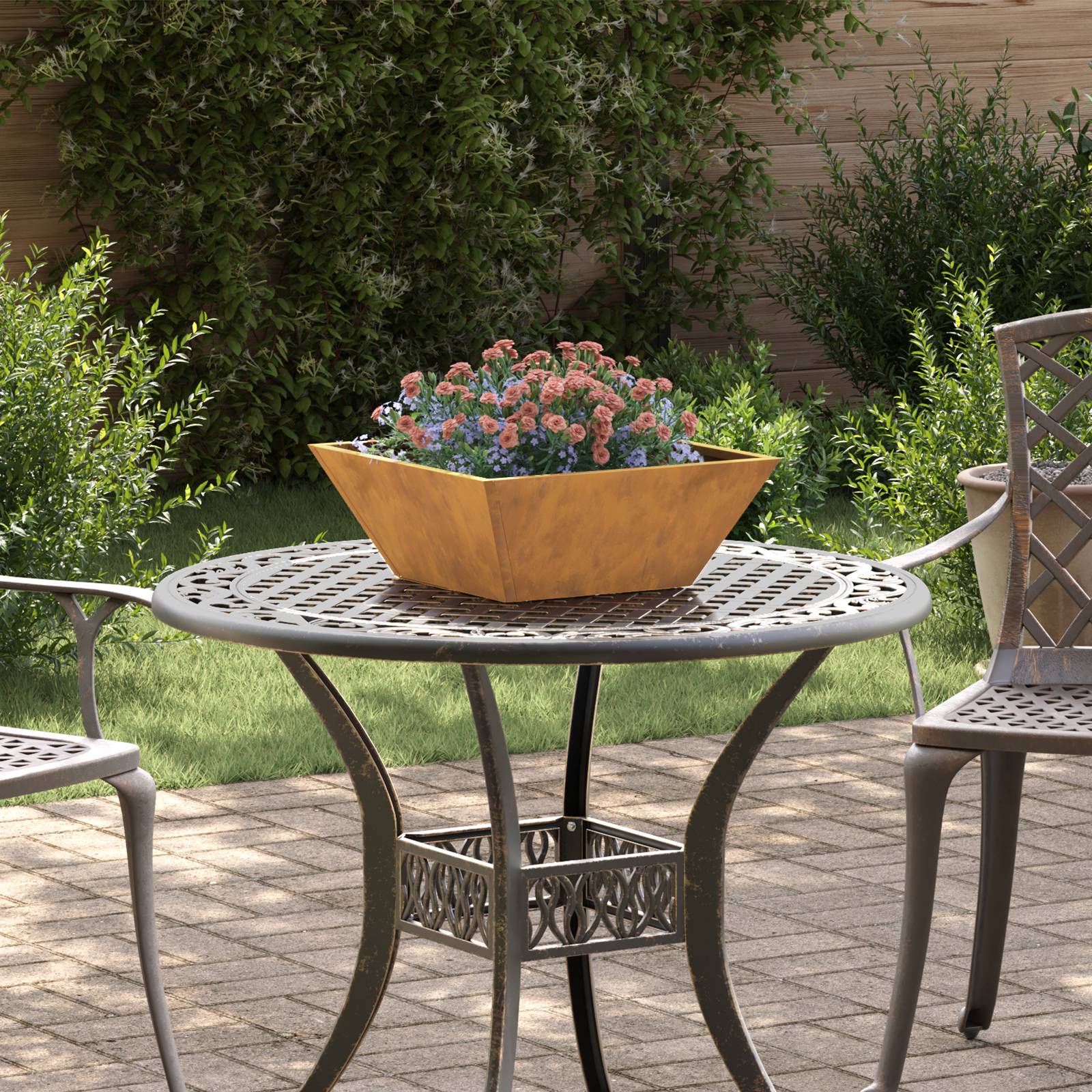 vidaXL Metallpflanzer Wetterstahl 40 x 40 x 15 cm Dekorative Einlagen