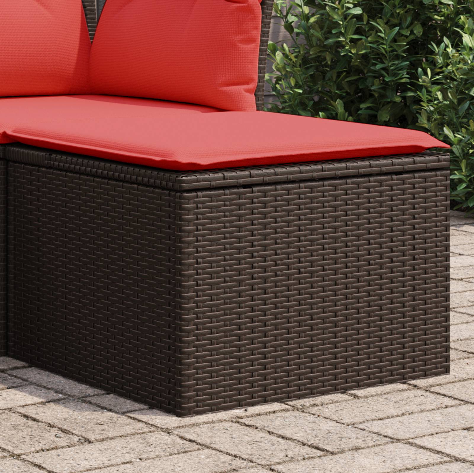 vidaXL Gartenhocker mit Kissen Braun 55x55x37 cm Poly Rattan