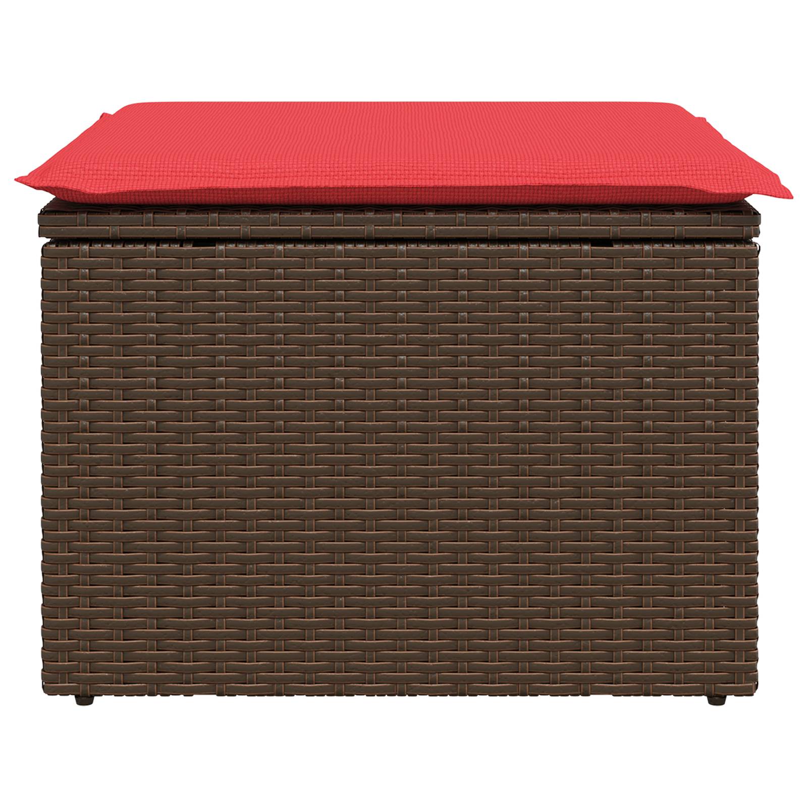 vidaXL Gartenhocker mit Kissen Braun 55x55x37 cm Poly Rattan