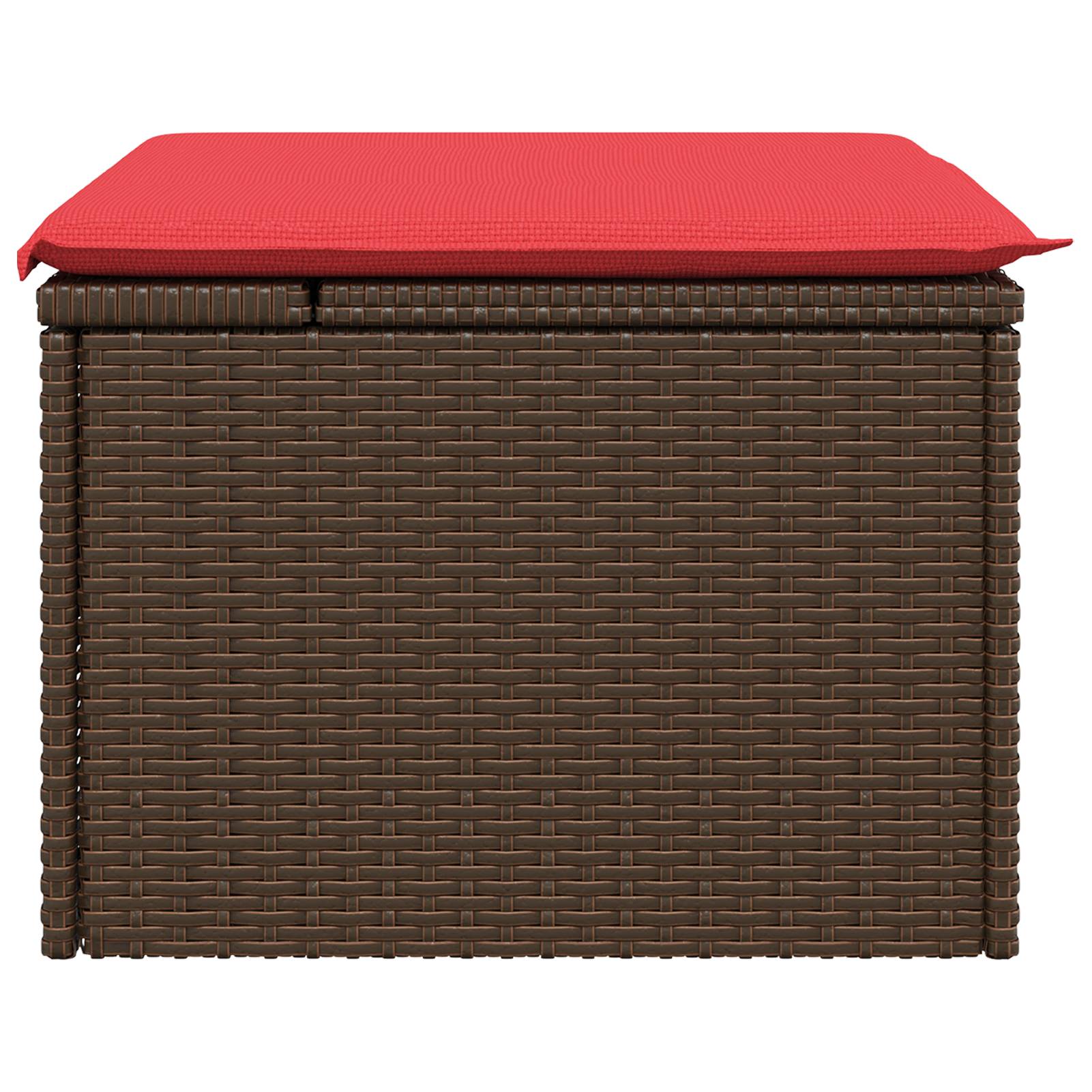 vidaXL Gartenhocker mit Kissen Braun 55x55x37 cm Poly Rattan