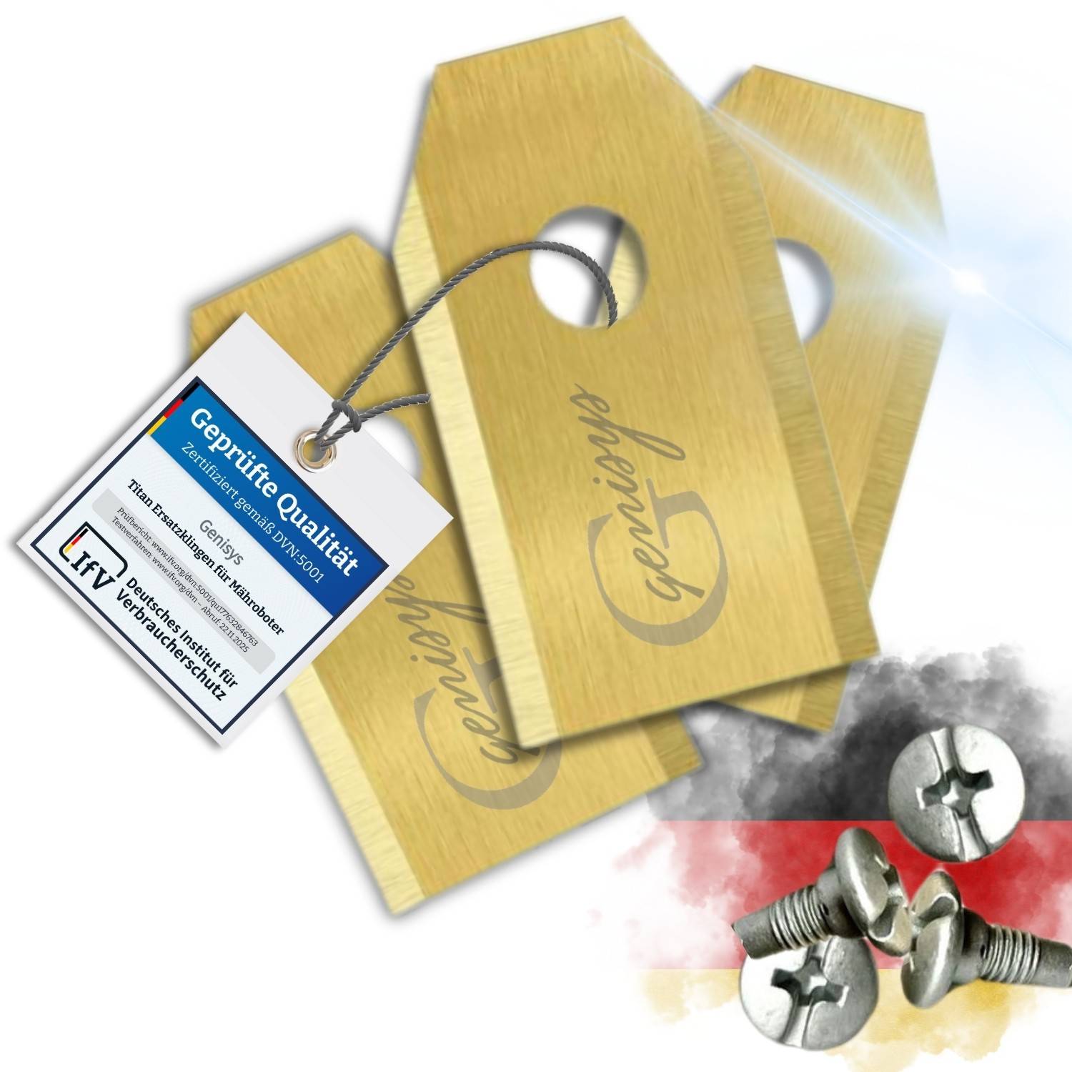 Ein Cluster von Goldplaketten mit der Aufschrift „Genius