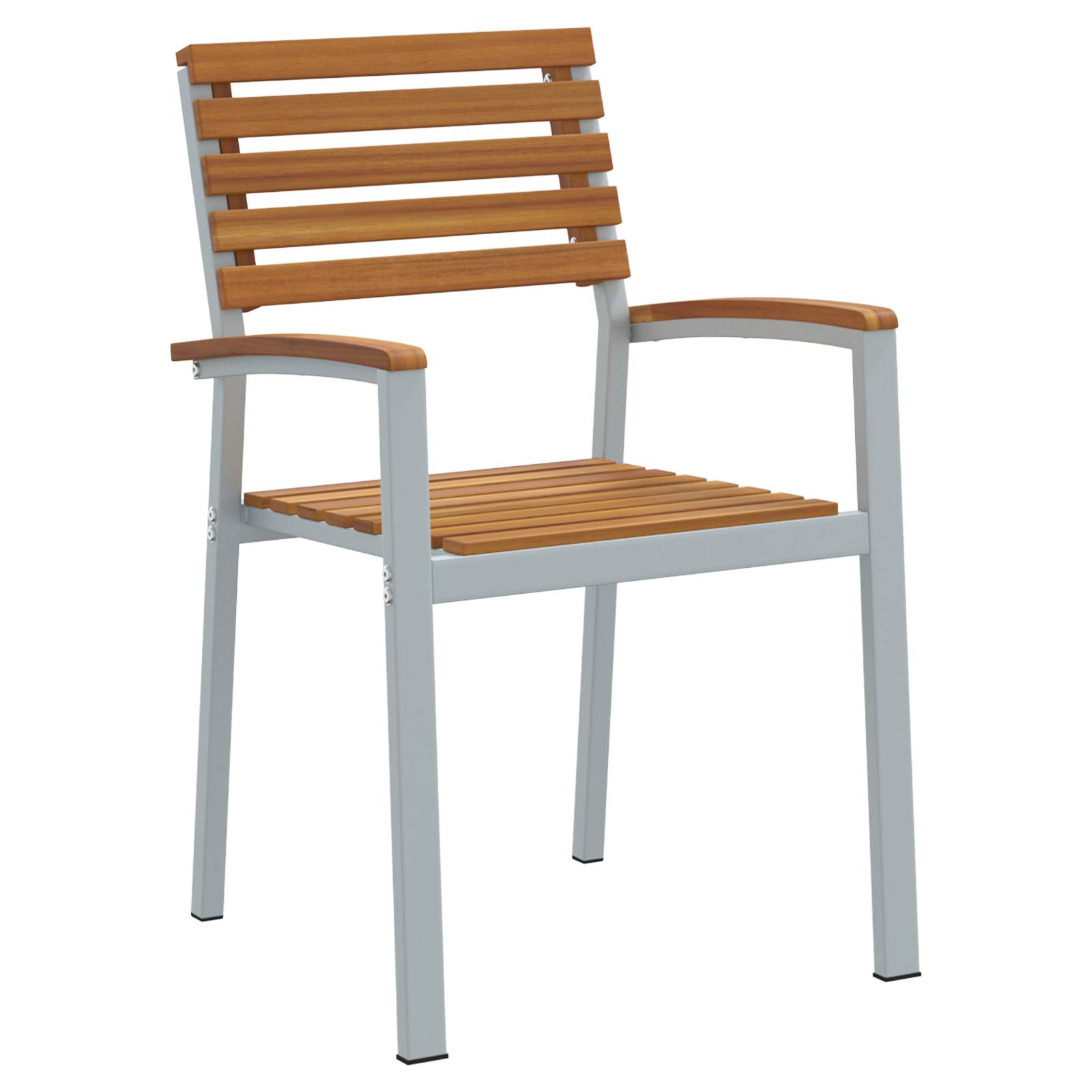 vidaXL Gartenstühle 2 Stk. Grau Massivholz Akazie und Stahl