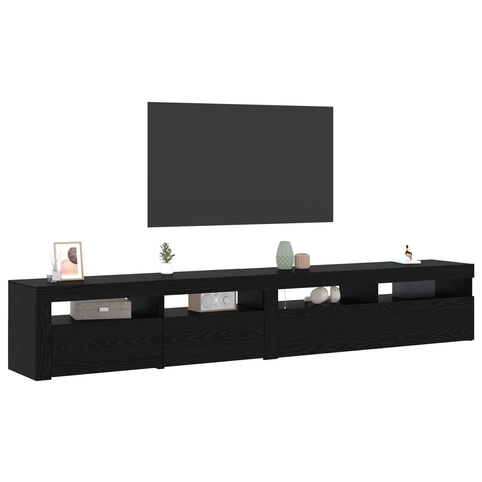 vidaXL TV-Schränke 2 Stk. mit LED-Leuchten Schwarz Eiche Holzwerkstoff