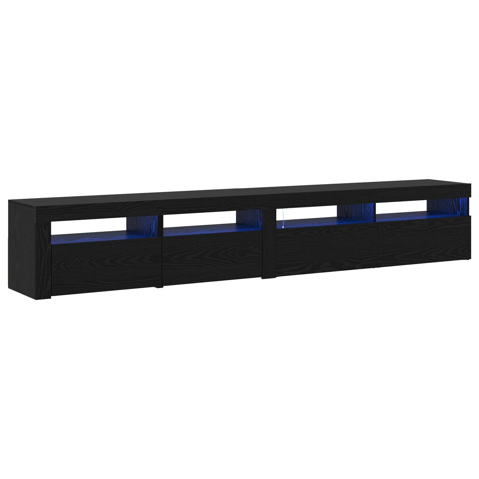 vidaXL TV-Schränke 2 Stk. mit LED-Leuchten Schwarz Eiche Holzwerkstoff