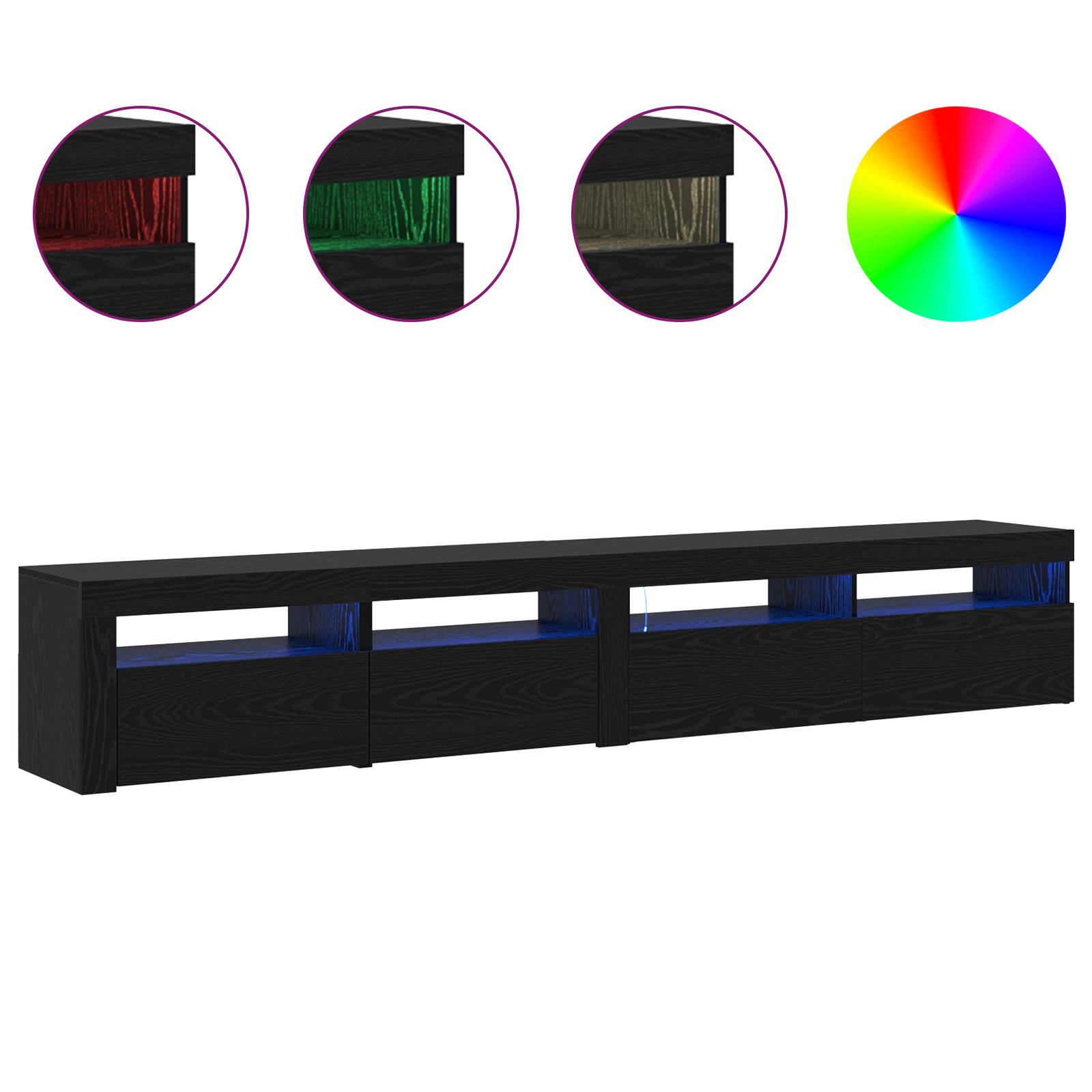 vidaXL TV-Schränke 2 Stk. mit LED-Leuchten Schwarz Eiche Holzwerkstoff