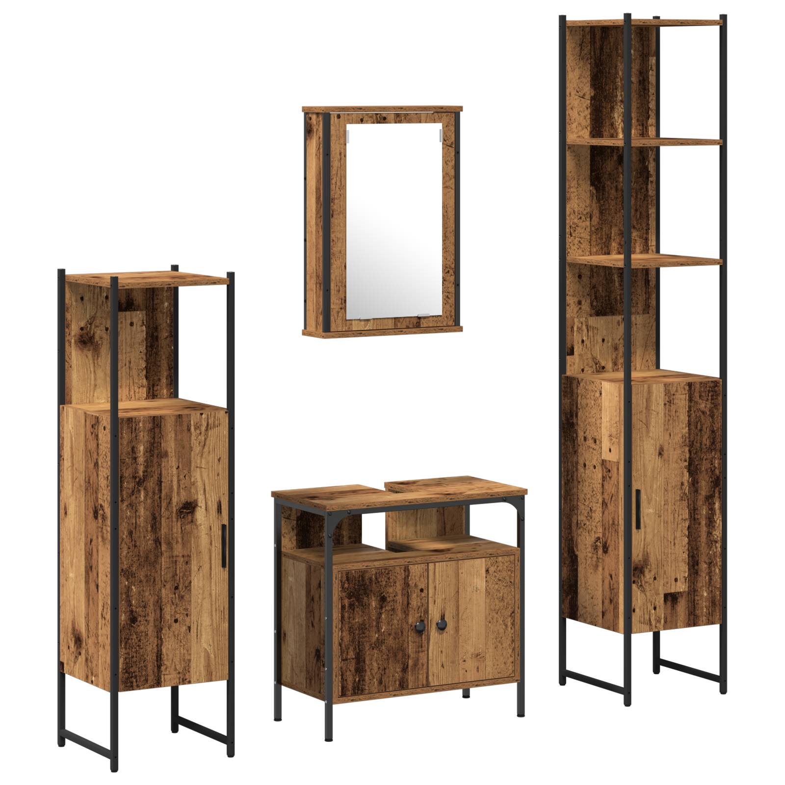 vidaXL 4-teiliges Badezimmermöbel-Set aus altem Holz