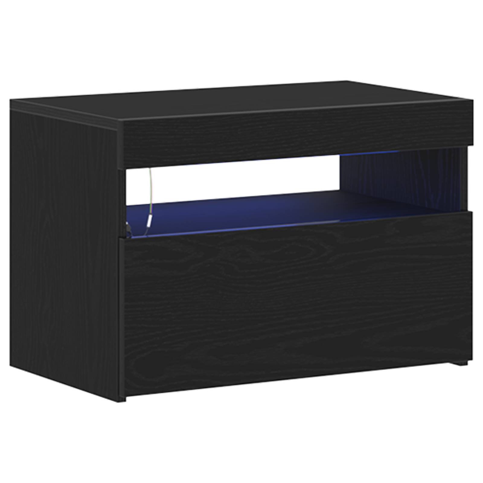 vidaXL TV-Schrank mit LED-Lichtern in Schwarz und Eiche, 60x35x40 cm, Holzwerkstoff