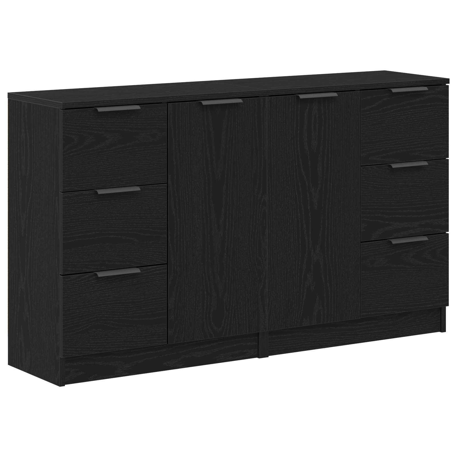 vidaXL Sideboards 2 Stück Schwarz Eiche 60x30x70 cm Holzwerkstoff