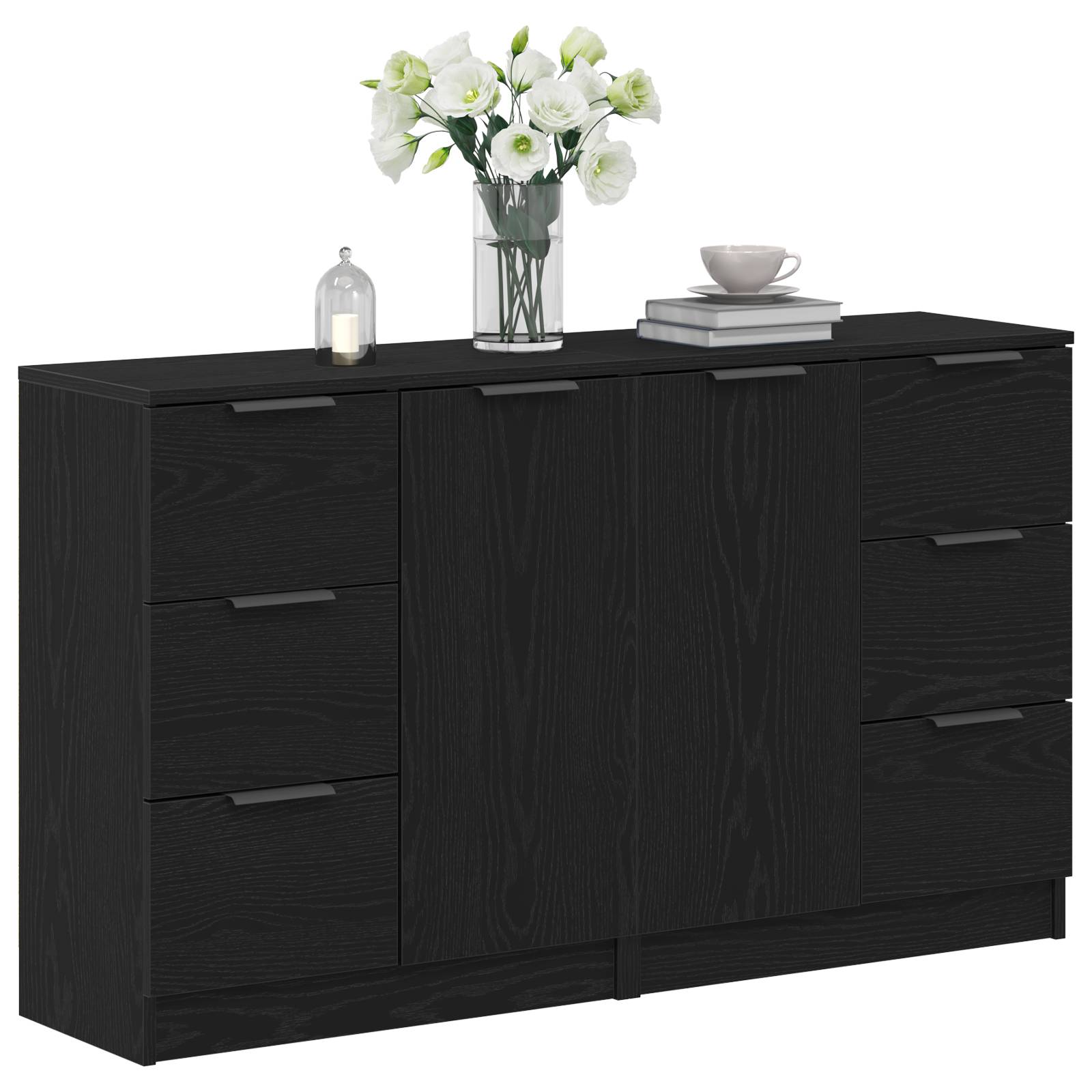 vidaXL Sideboards 2 Stück Schwarz Eiche 60x30x70 cm Holzwerkstoff