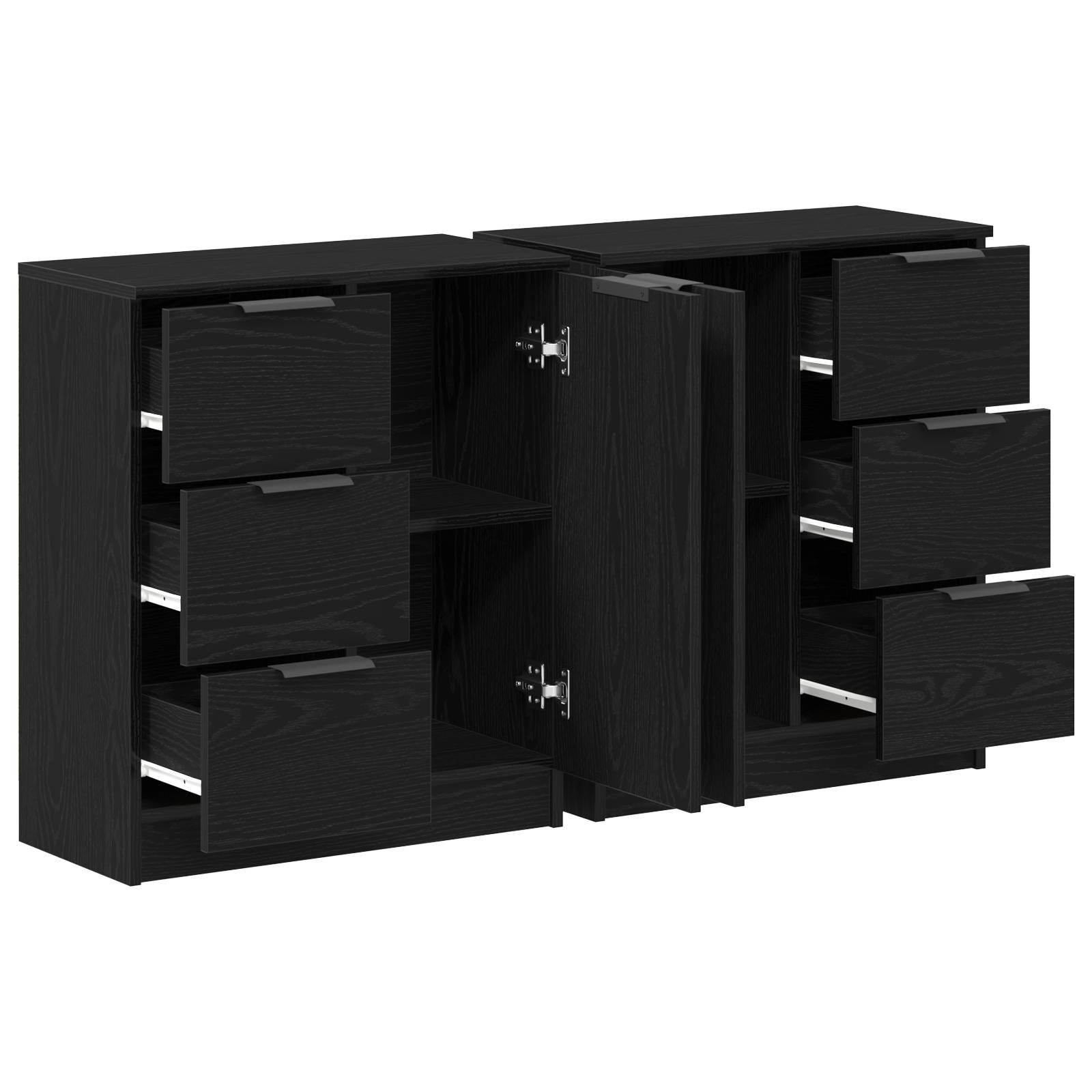 vidaXL Sideboards 2 Stück Schwarz Eiche 60x30x70 cm Holzwerkstoff