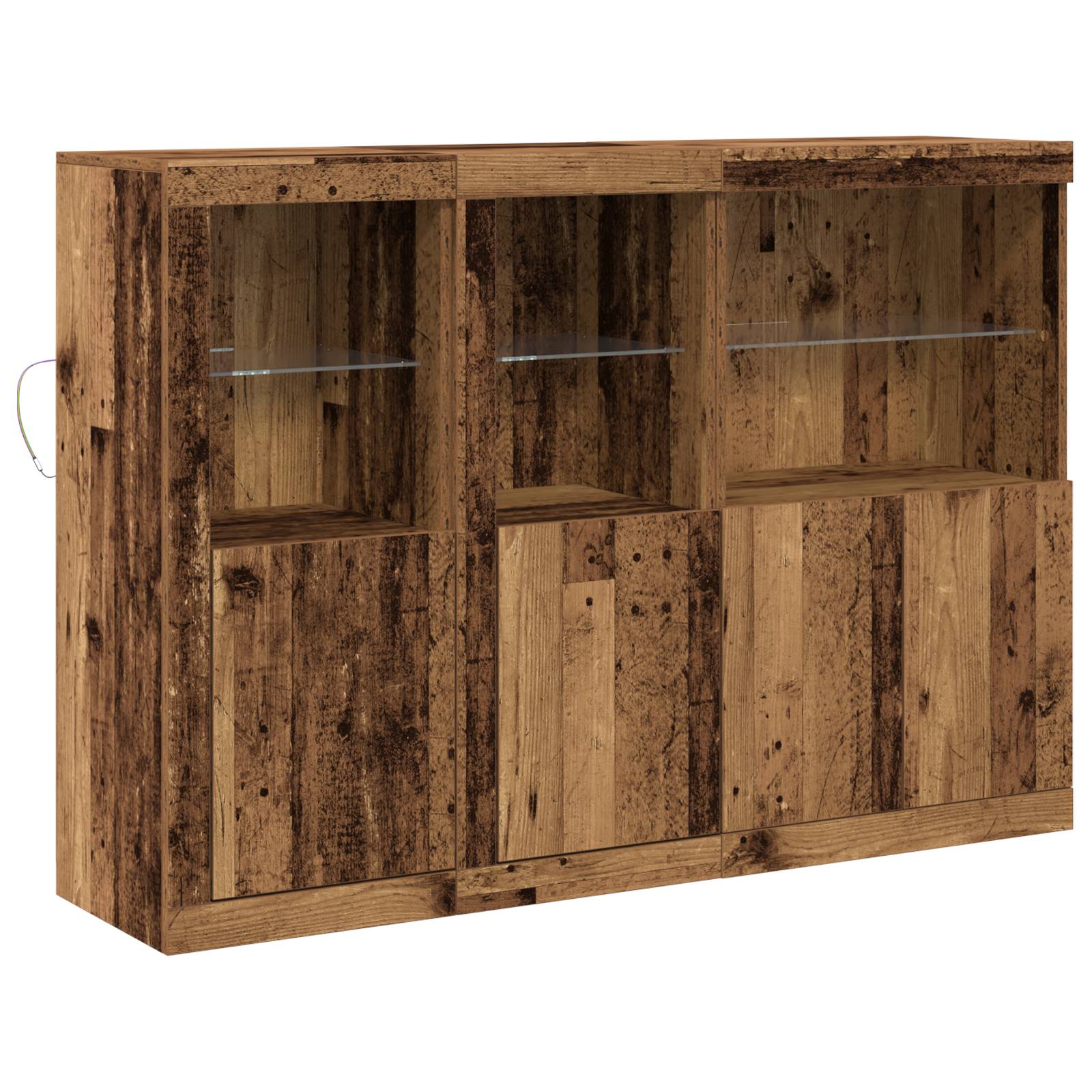 vidaXL Sideboard mit LED-Leuchten Altes Holz 142.5x37x100 cm Hergestelltes Holz
