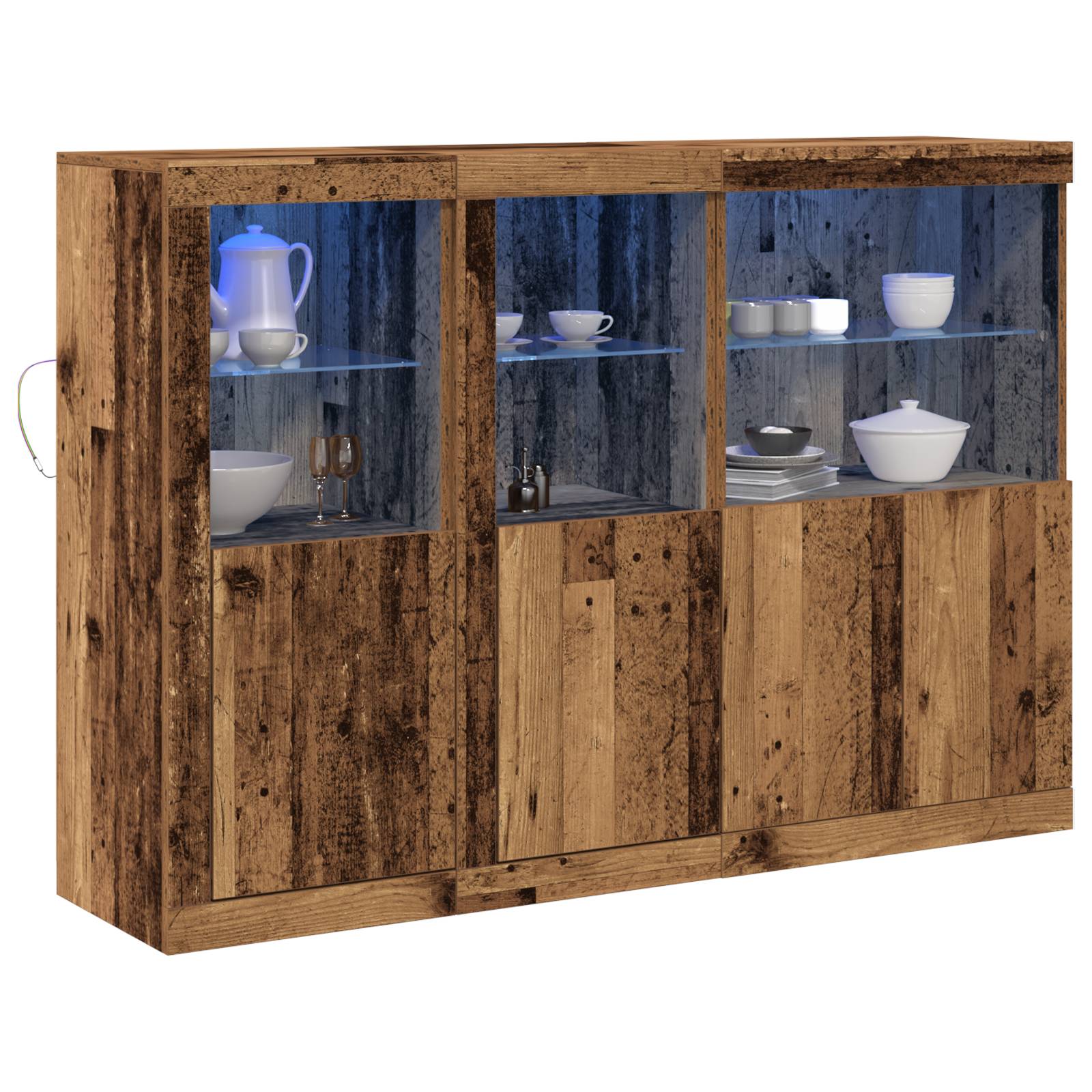 vidaXL Sideboard mit LED-Leuchten Altes Holz 142.5x37x100 cm Hergestelltes Holz