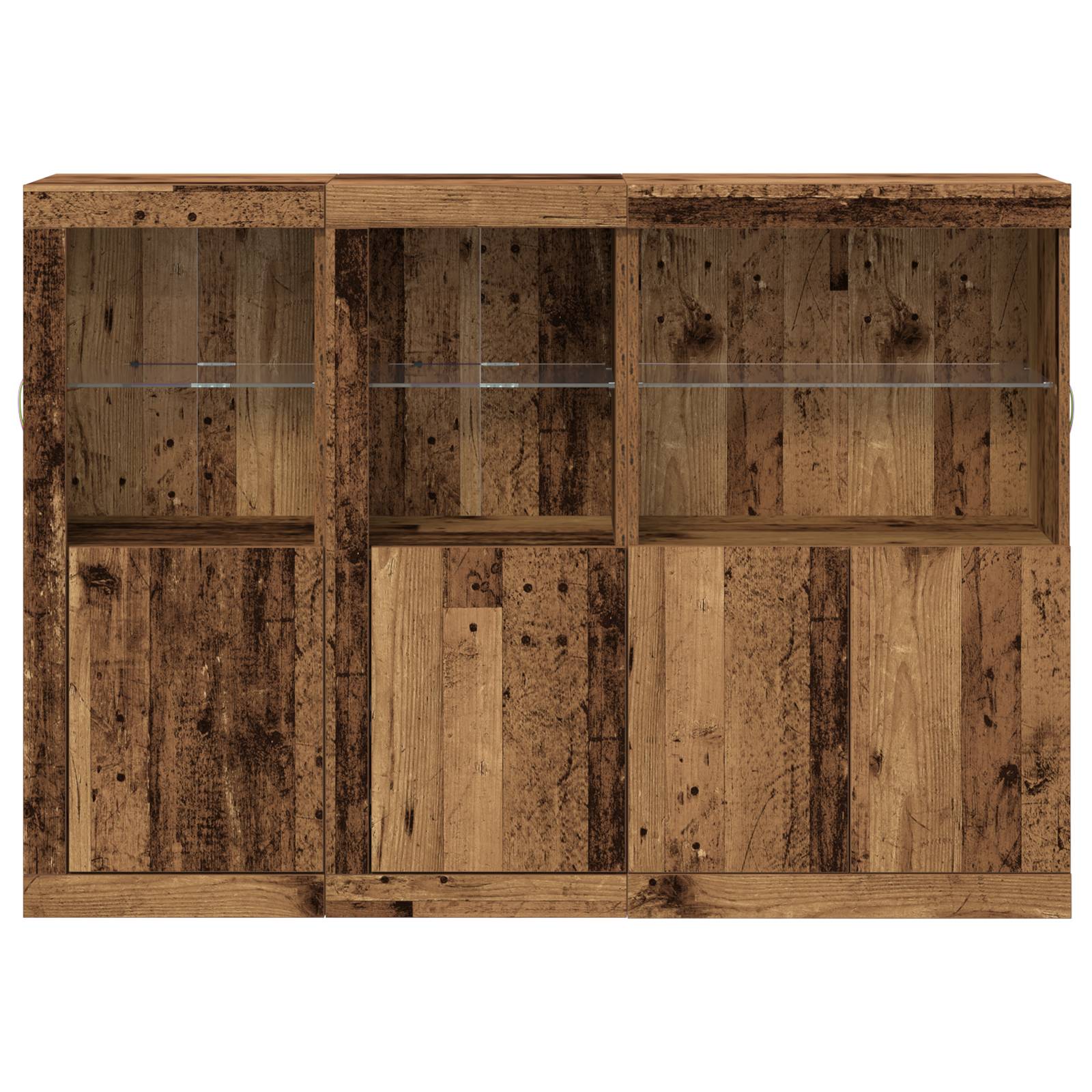vidaXL Sideboard mit LED-Leuchten Altes Holz 142.5x37x100 cm Hergestelltes Holz