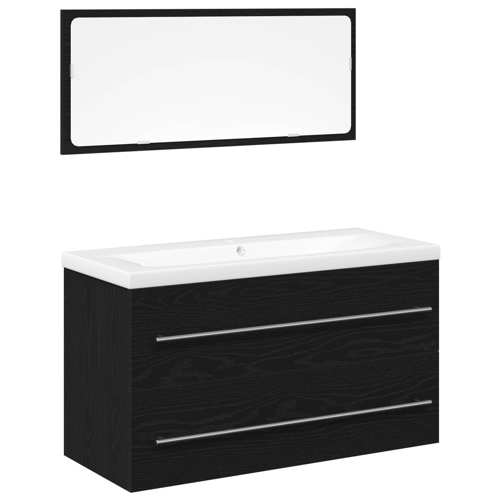 vidaXL Waschbeckenschrank mit Einbaubecken Schwarz Eiche Holzwerkstoff