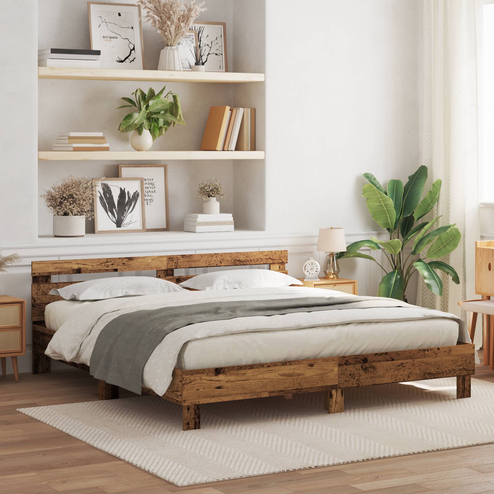 vidaXL Kiefernholz Bettgestell Altes Holz Massives Kiefernholz