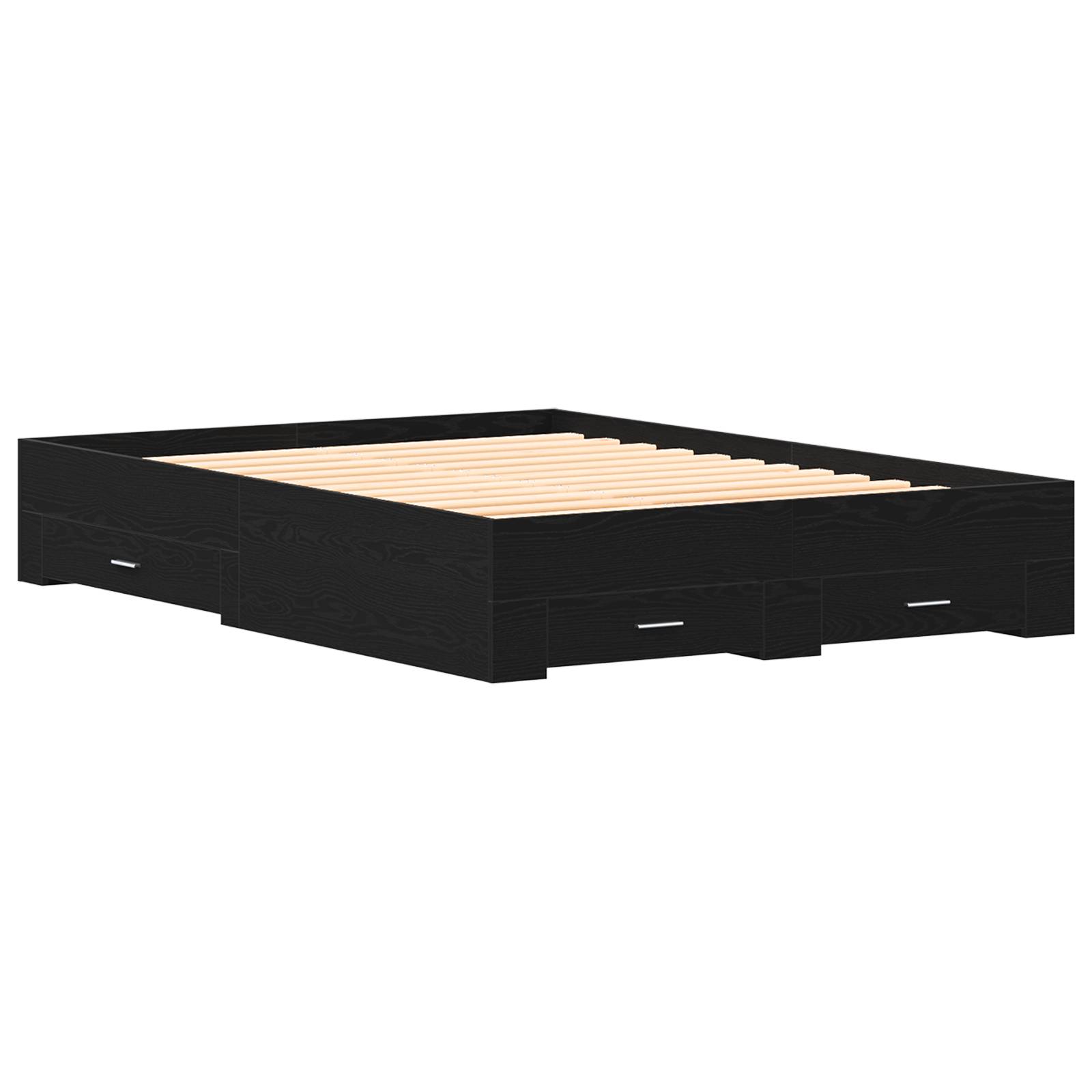vidaXL Bettgestell mit Schubladen Schwarze Eiche Engineered Wood