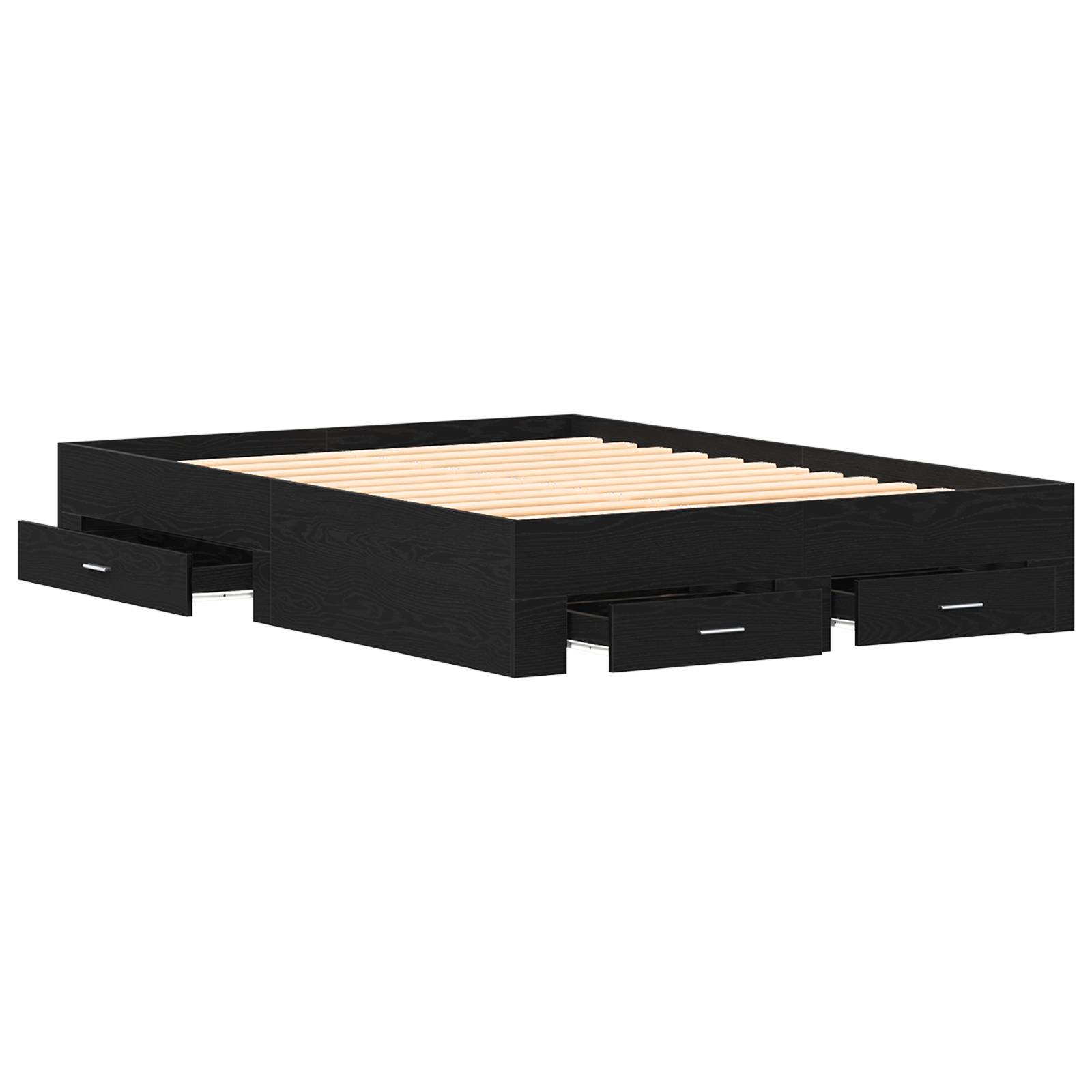 vidaXL Bettgestell mit Schubladen Schwarze Eiche Engineered Wood