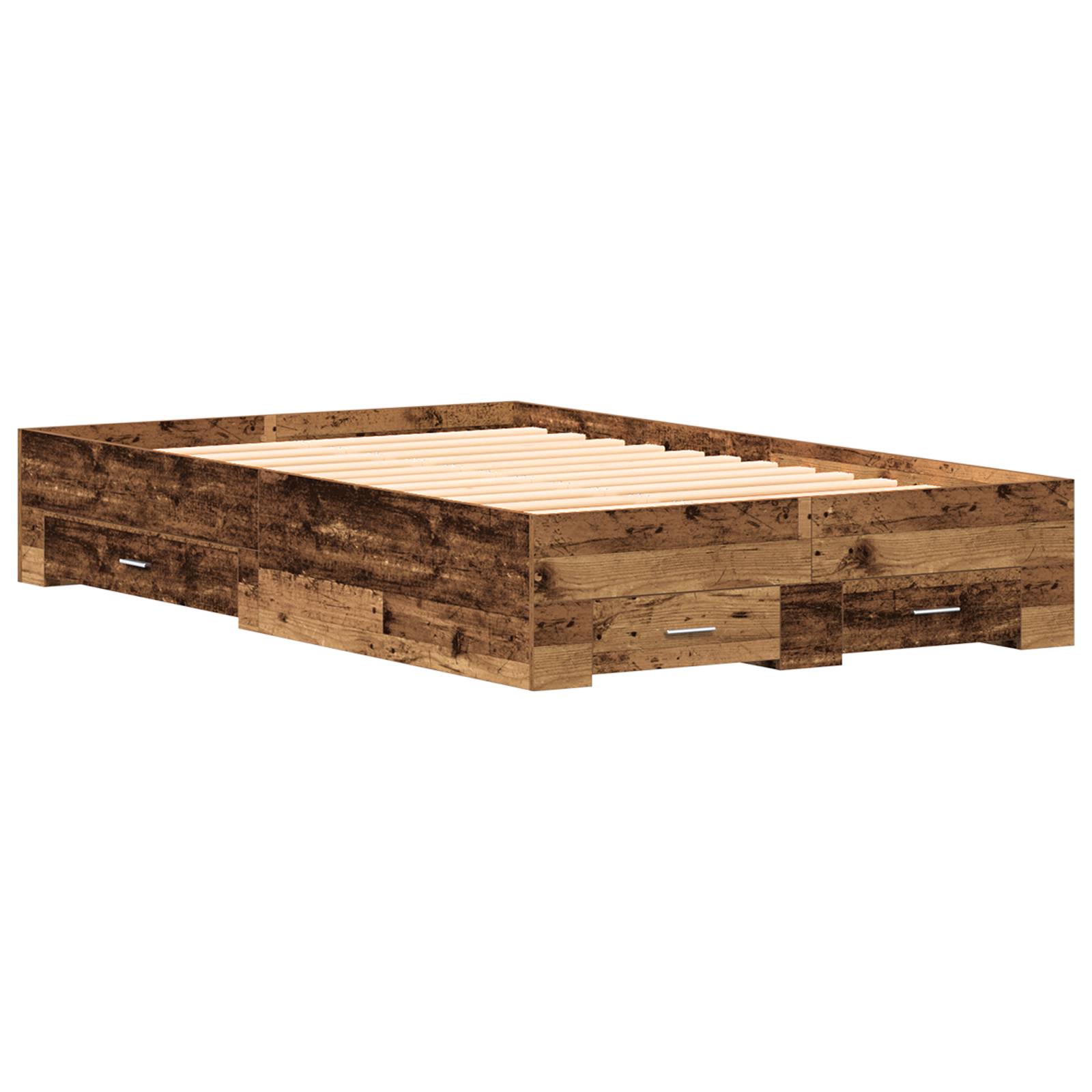 vidaXL Bett mit Schubladen Altholz 120x190 cm Holzwerkstoff